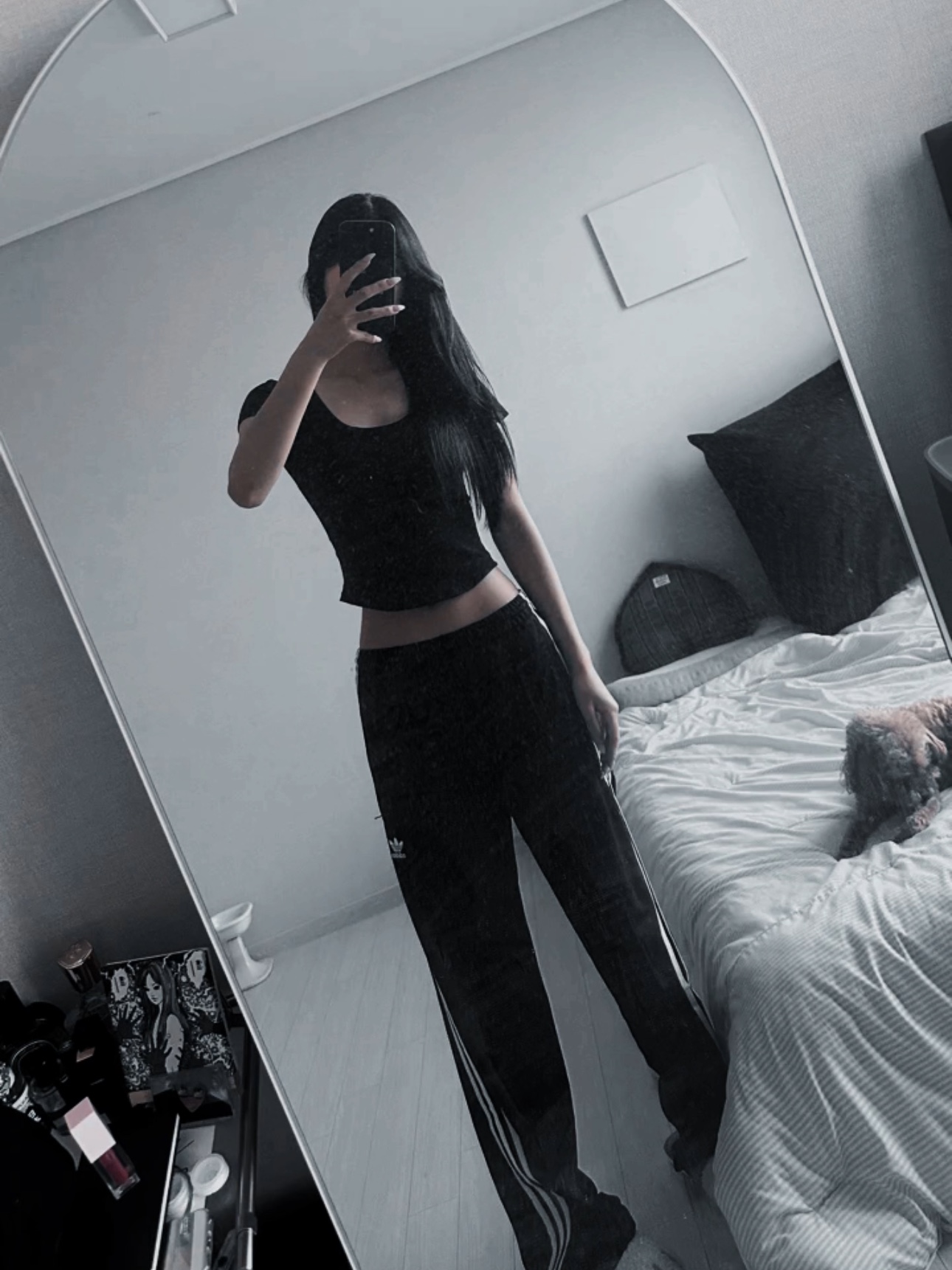 (W) Adidas Originals Firebird Loose Track Pants Black - KR Sizing 착용 스타일