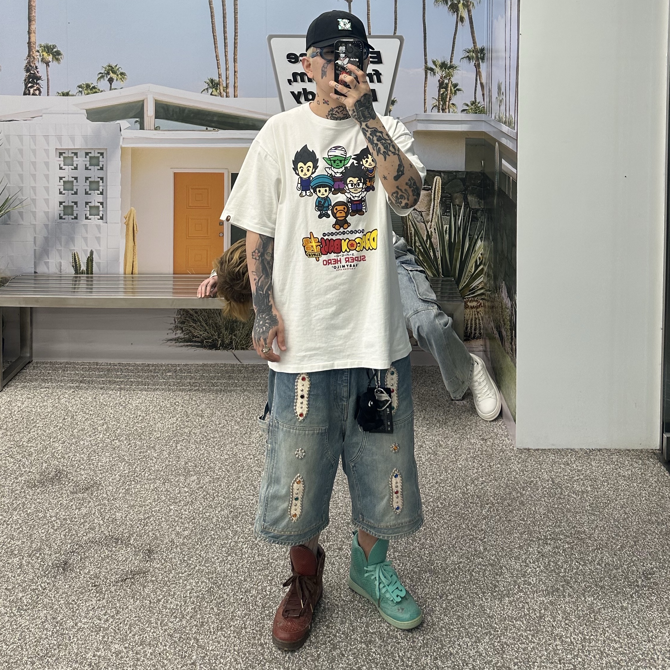 Human Made x Verdy 6 Panel Cap Black - Seoul Store Exclusive, Fragment x Pokemon INN Thunderbolt Project TBP Mascot Key Ring Pikachu Black 착용 스타일 - 1