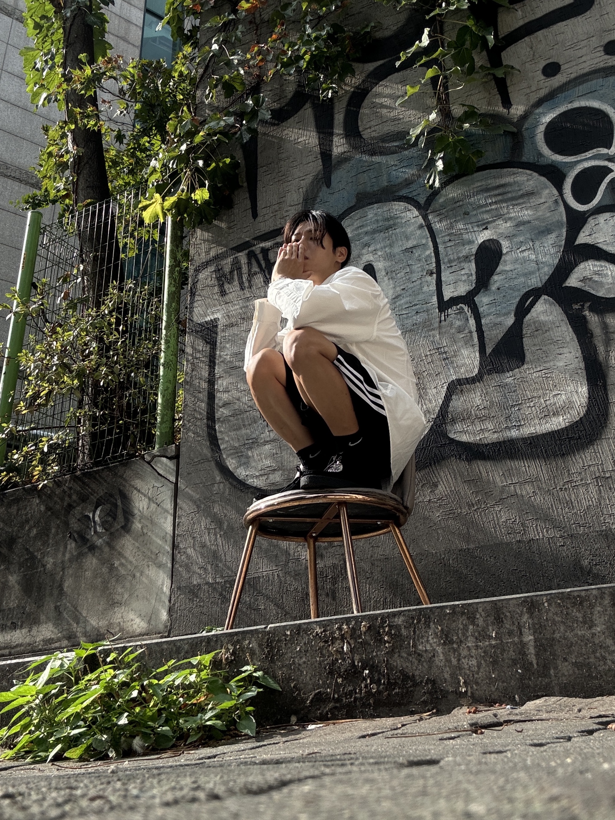 Adidas Adicolor Firebird Shorts Black White - KR Sizing 착용 스타일 - 2