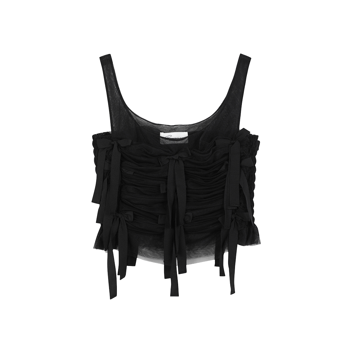 KW4DBL1CH01BK Caroline Hu Women Tulle Bowknot Top Black  -24FW