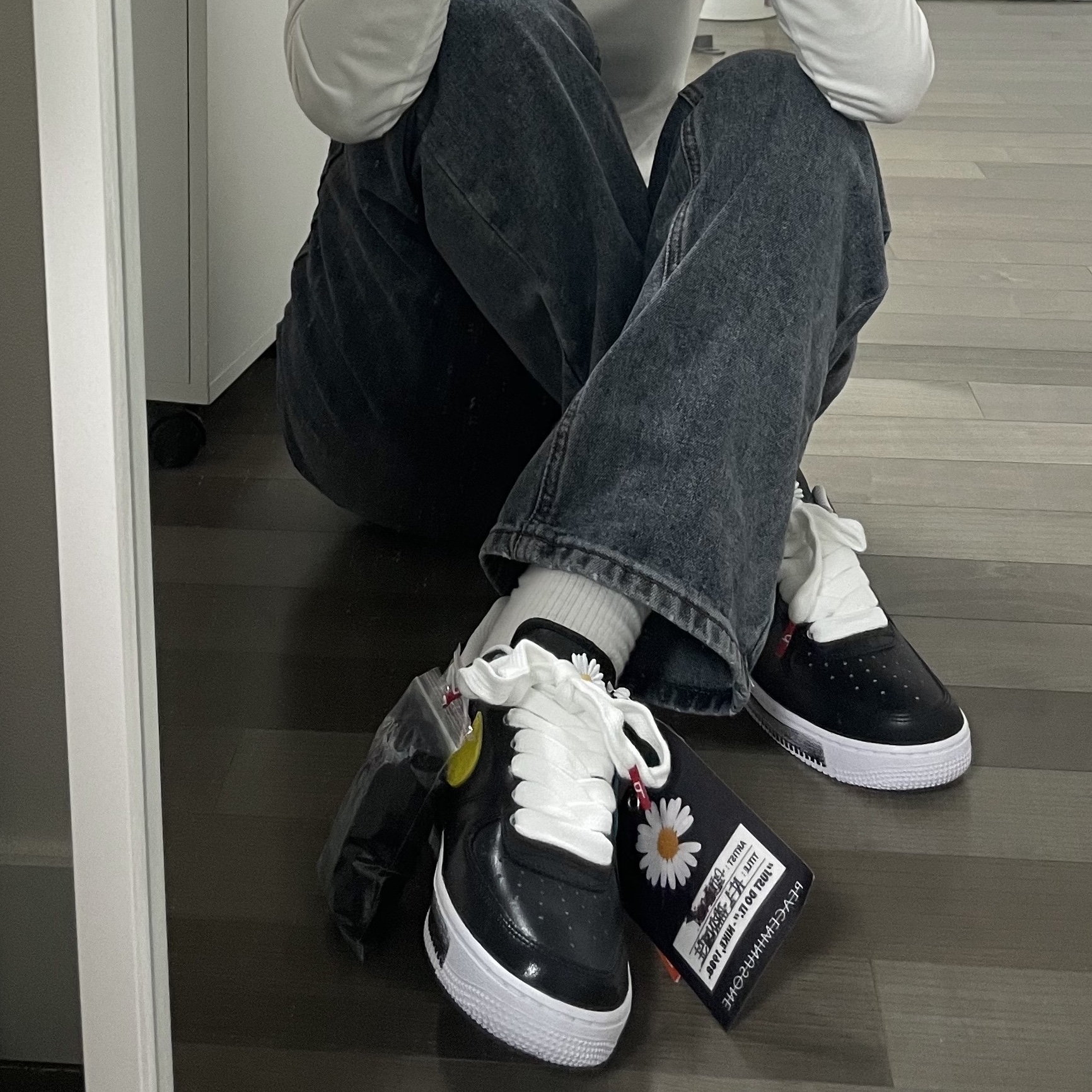 Nike x Peaceminusone Air Force 1 Low Para-Noise 3.0 Black and Multicolor 착용 스타일 - 1