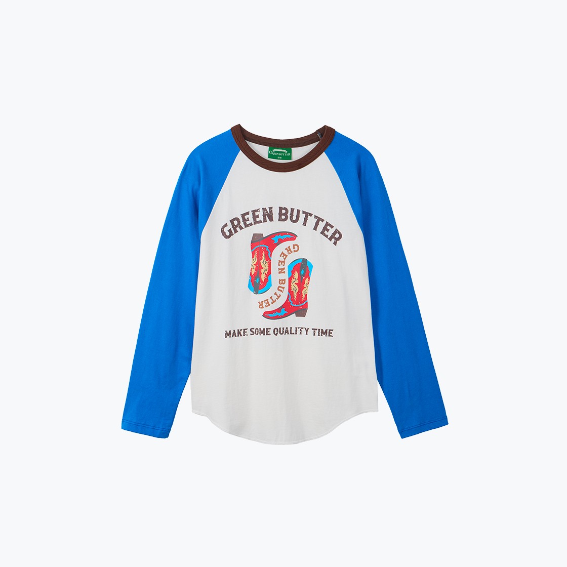 Greenbutter Western Raglan Sleeve Tee Ivory/Blue 상세 이미지 1