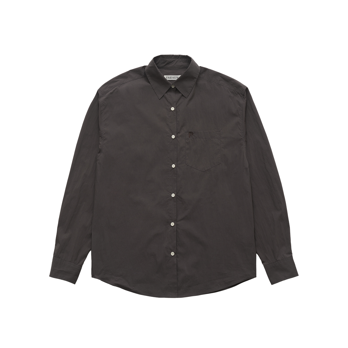 FARVEN Embroidered Logo Shirts Charcoal 상세 이미지 1