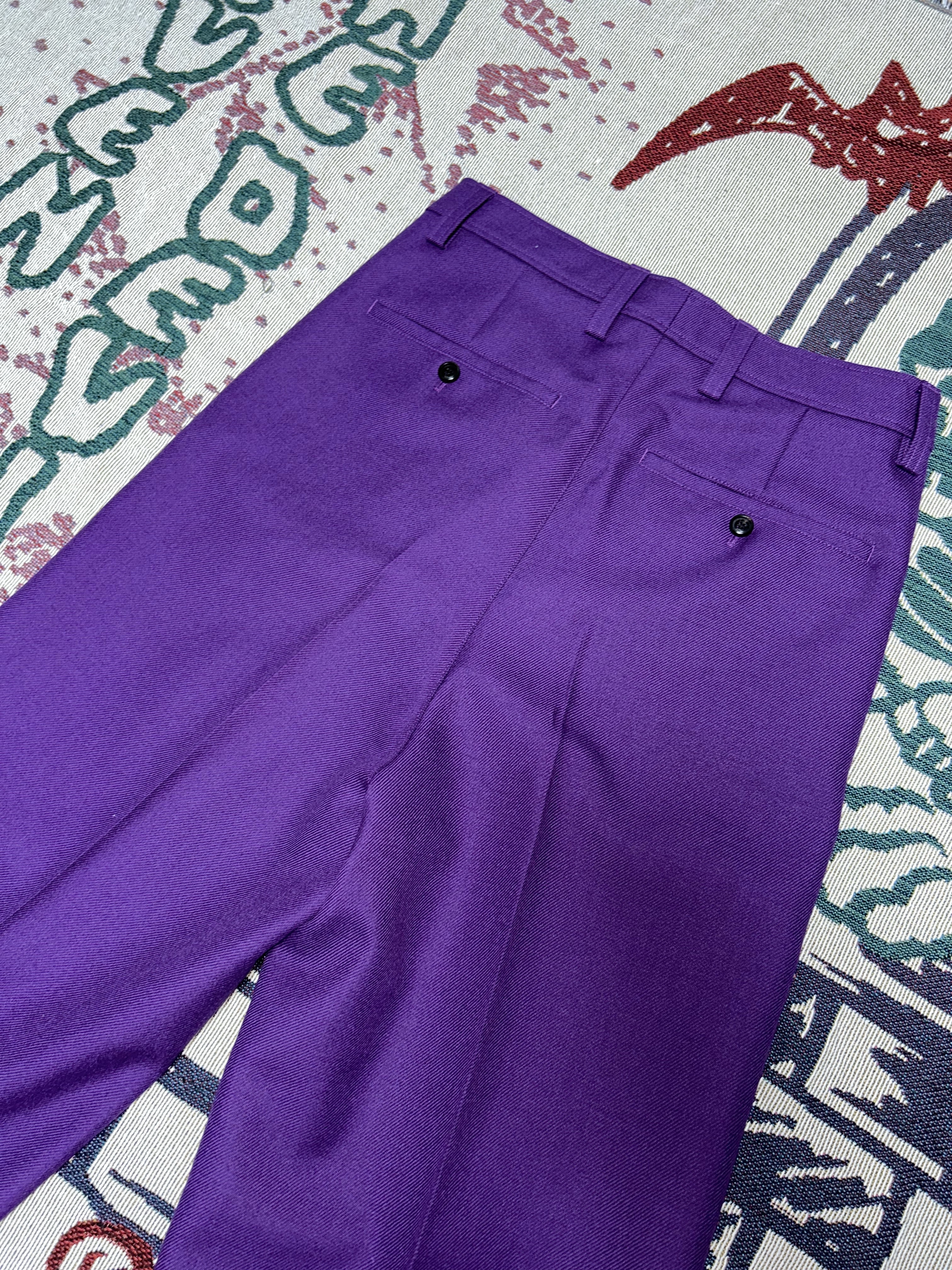AMI Wide Tailored Pants Purple 착용 스타일 - 5