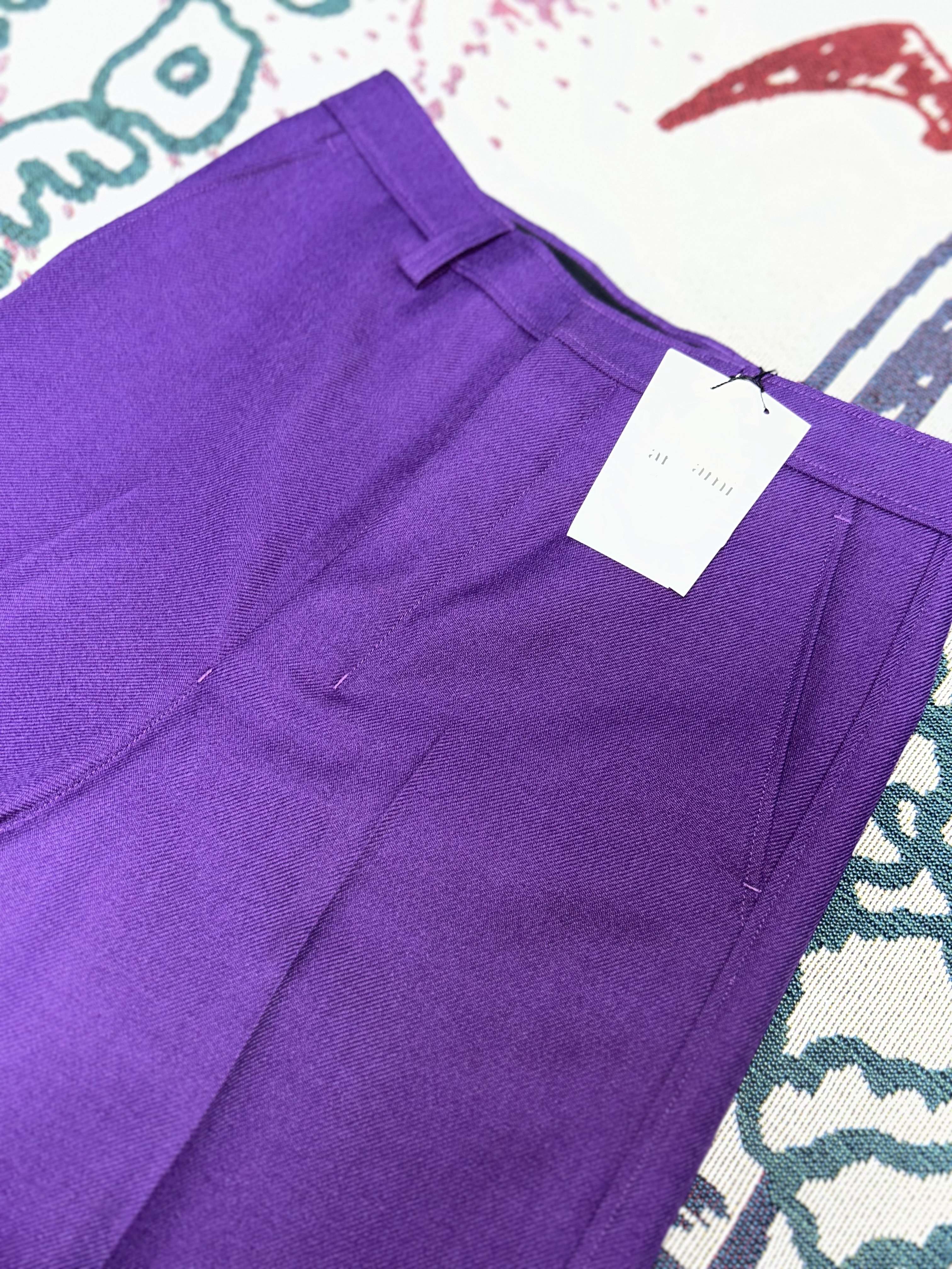 AMI Wide Tailored Pants Purple 착용 스타일 - 2