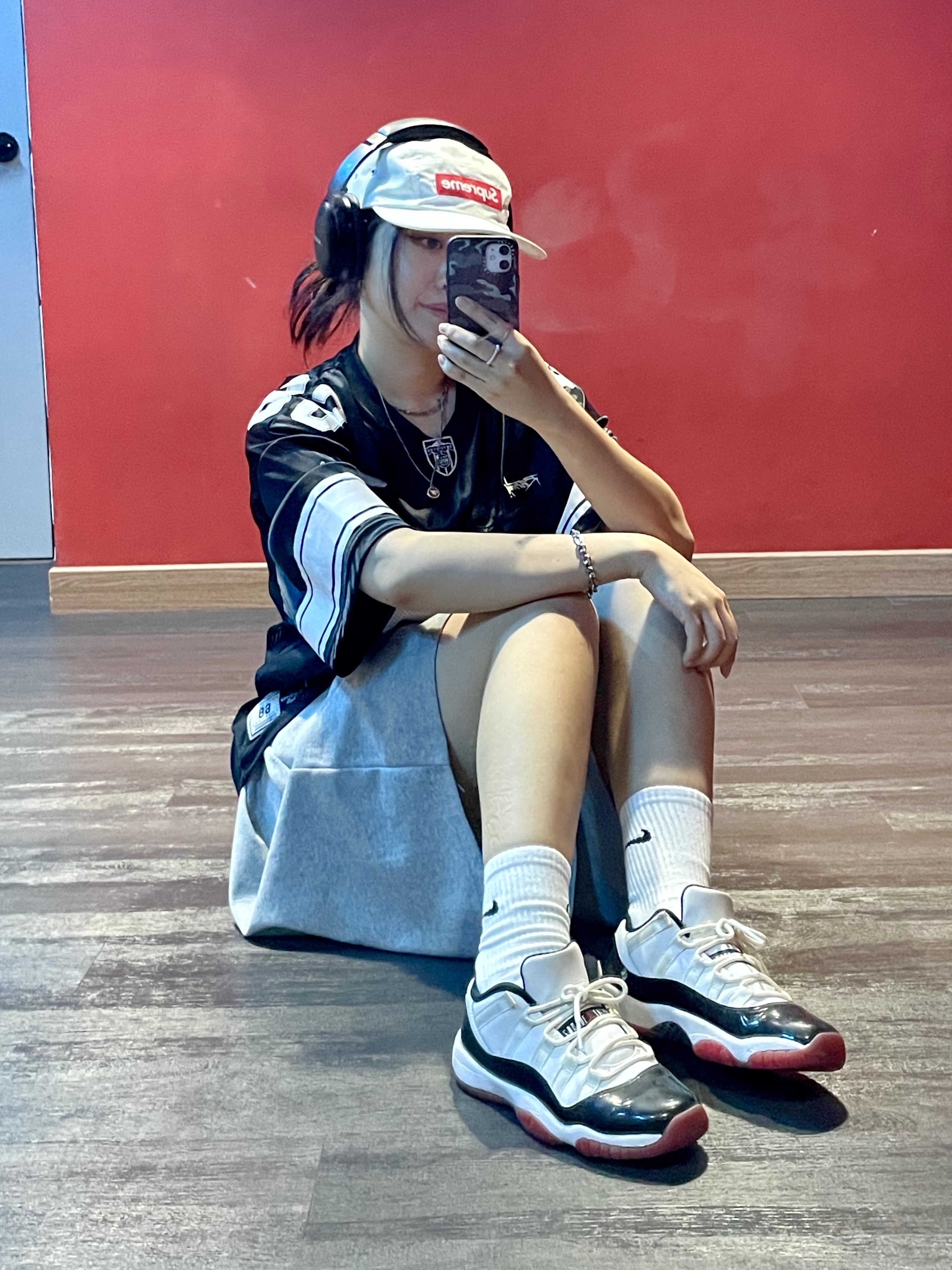 Supreme Waxed Ripstop Camp Cap White - 24FW, (GS) Jordan 11 Retro Low Concord Bred 착용 스타일