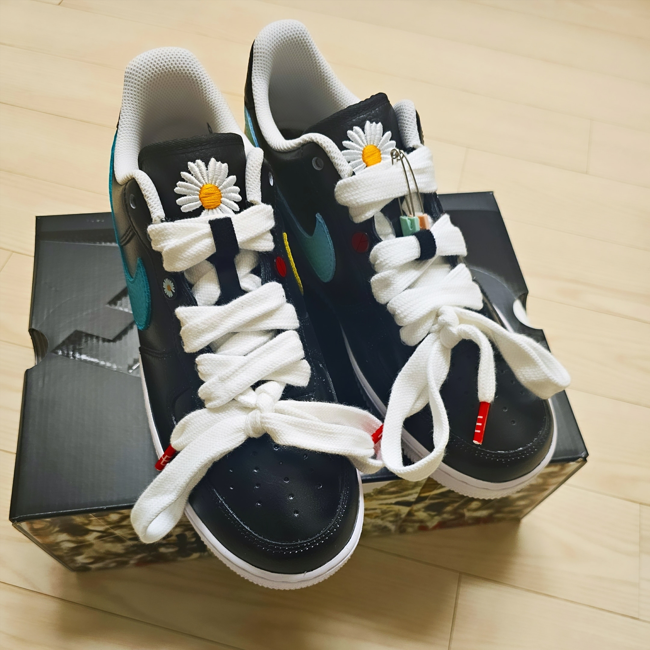 Nike x Peaceminusone Air Force 1 Low Para-Noise 3.0 Black and Multicolor 착용 스타일