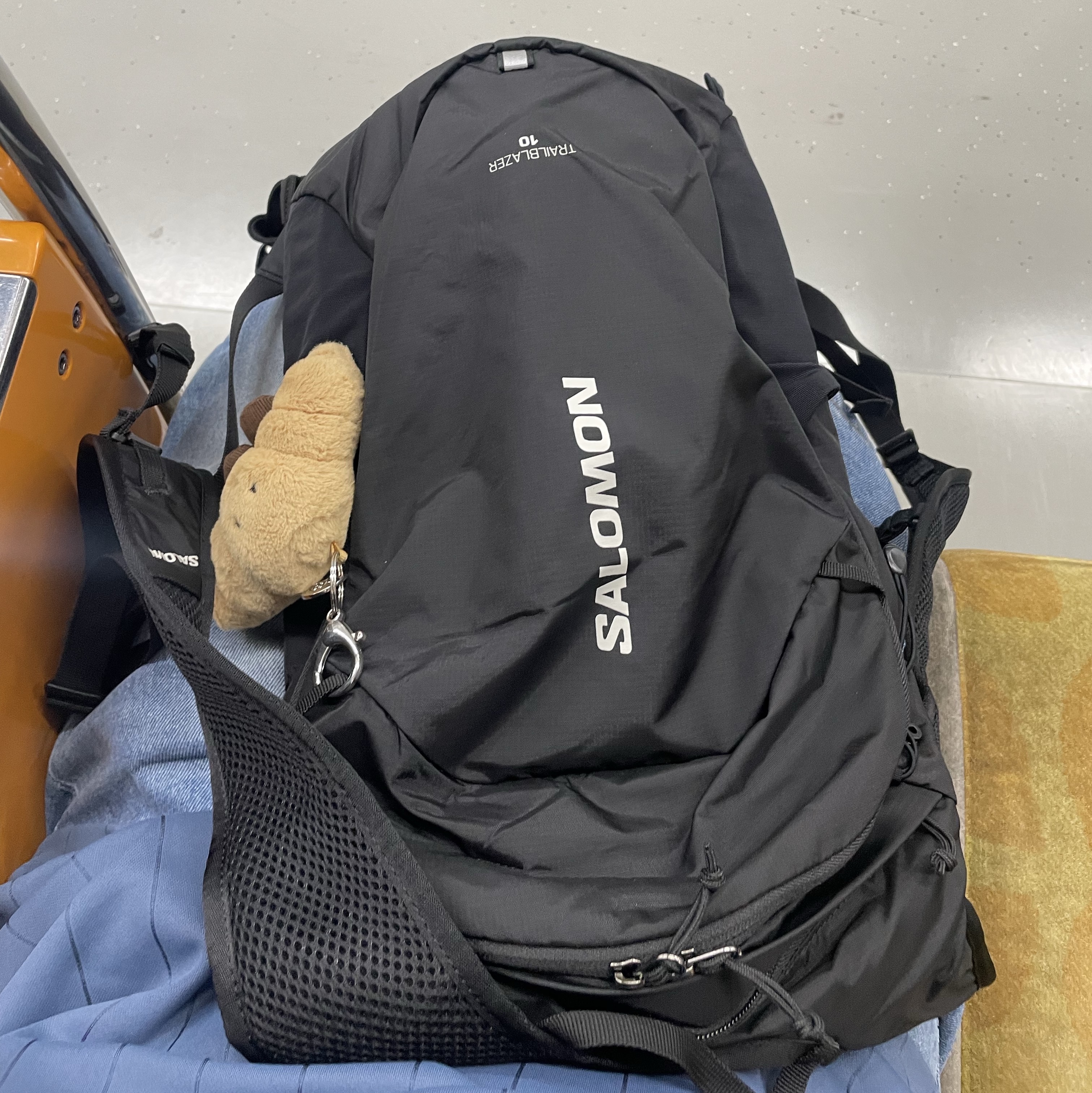 Salomon Trailblazer 10 Black, Jellycat Amuseable Croissant Bag Charm Brown 착용 스타일