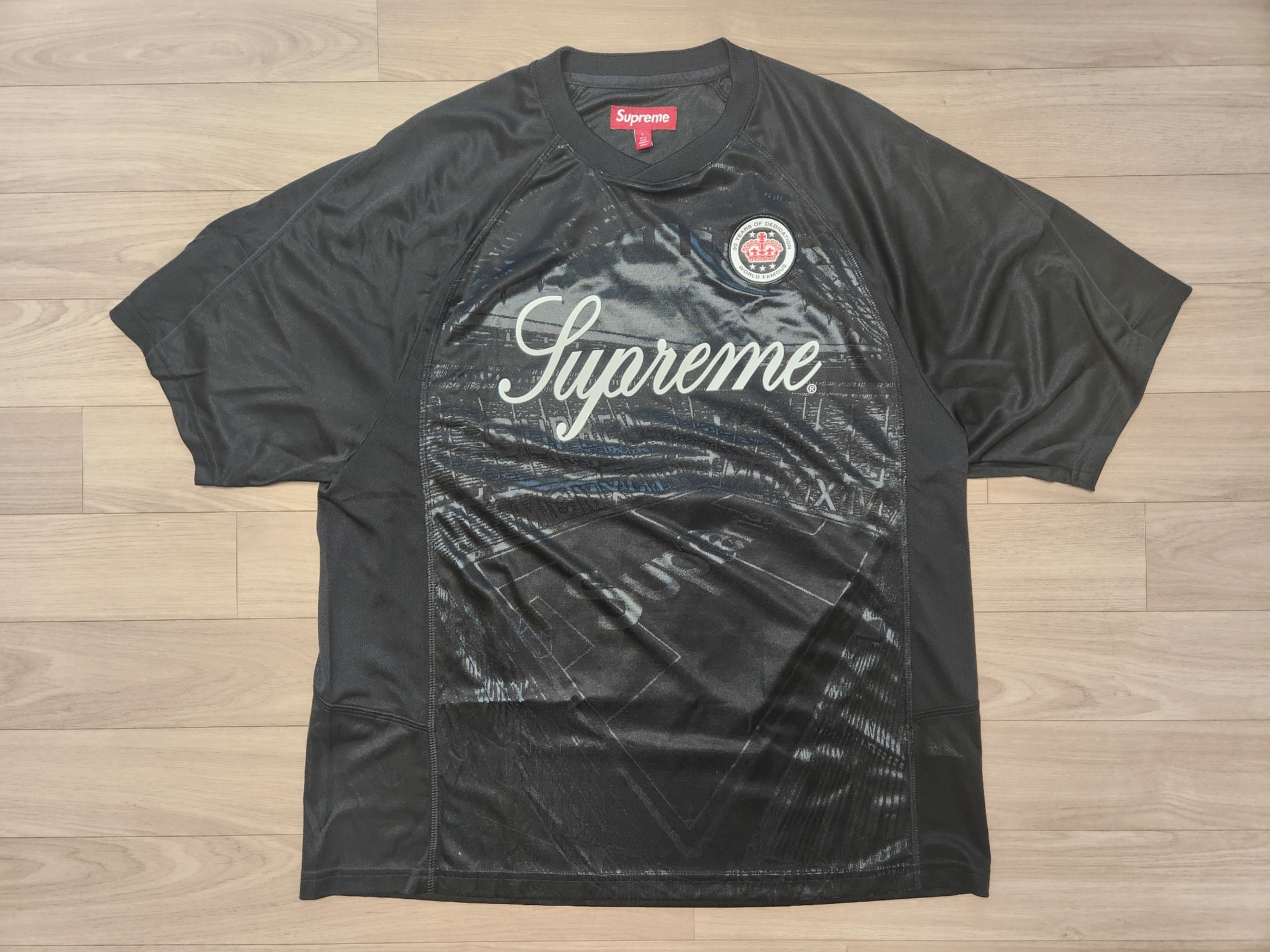 Supreme Jacquard Soccer Jersey Black - 24SS 착용 스타일 - 1