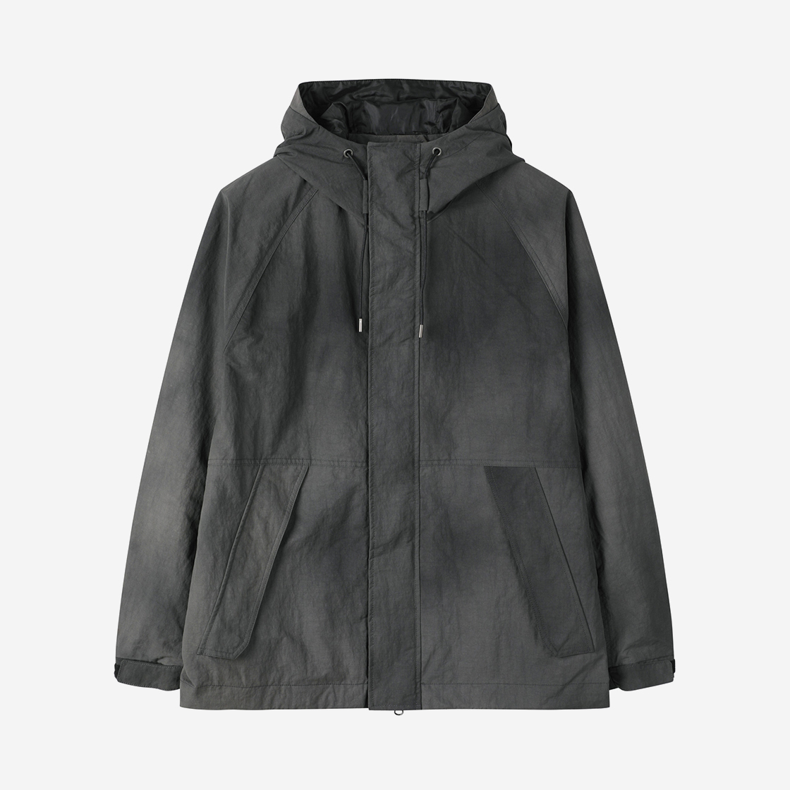 커스텀멜로우 다이드 패브릭 후드 자켓 다크 그레이