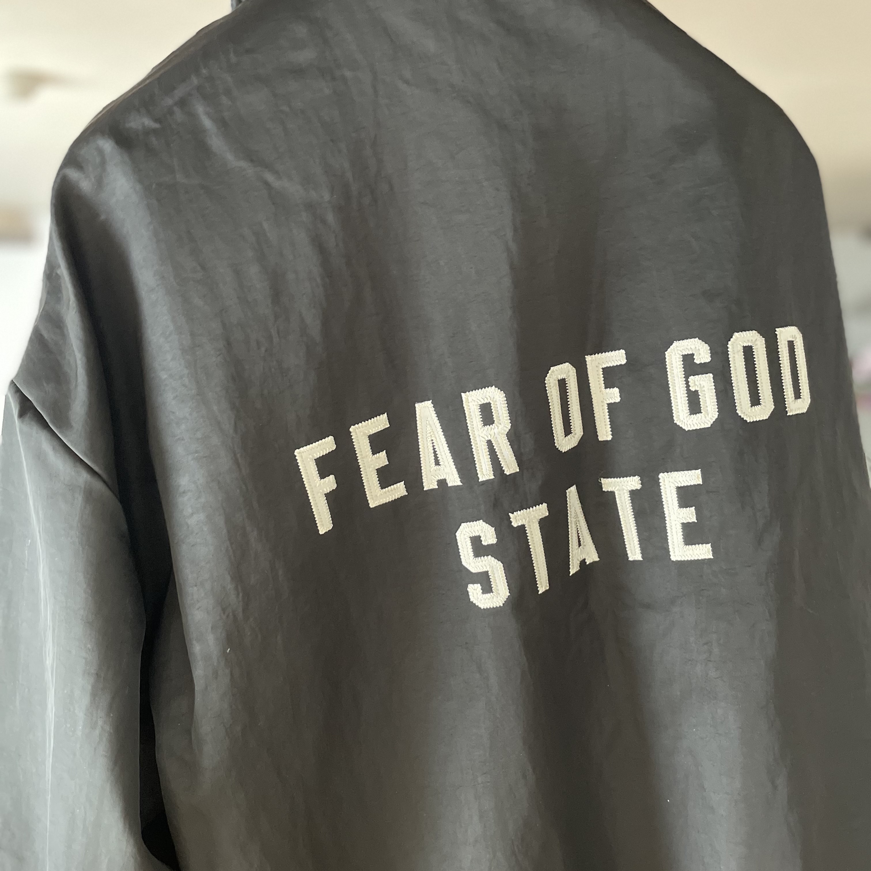Essentials Textured Nylon Trucker Jacket Black - 24FW 착용 스타일