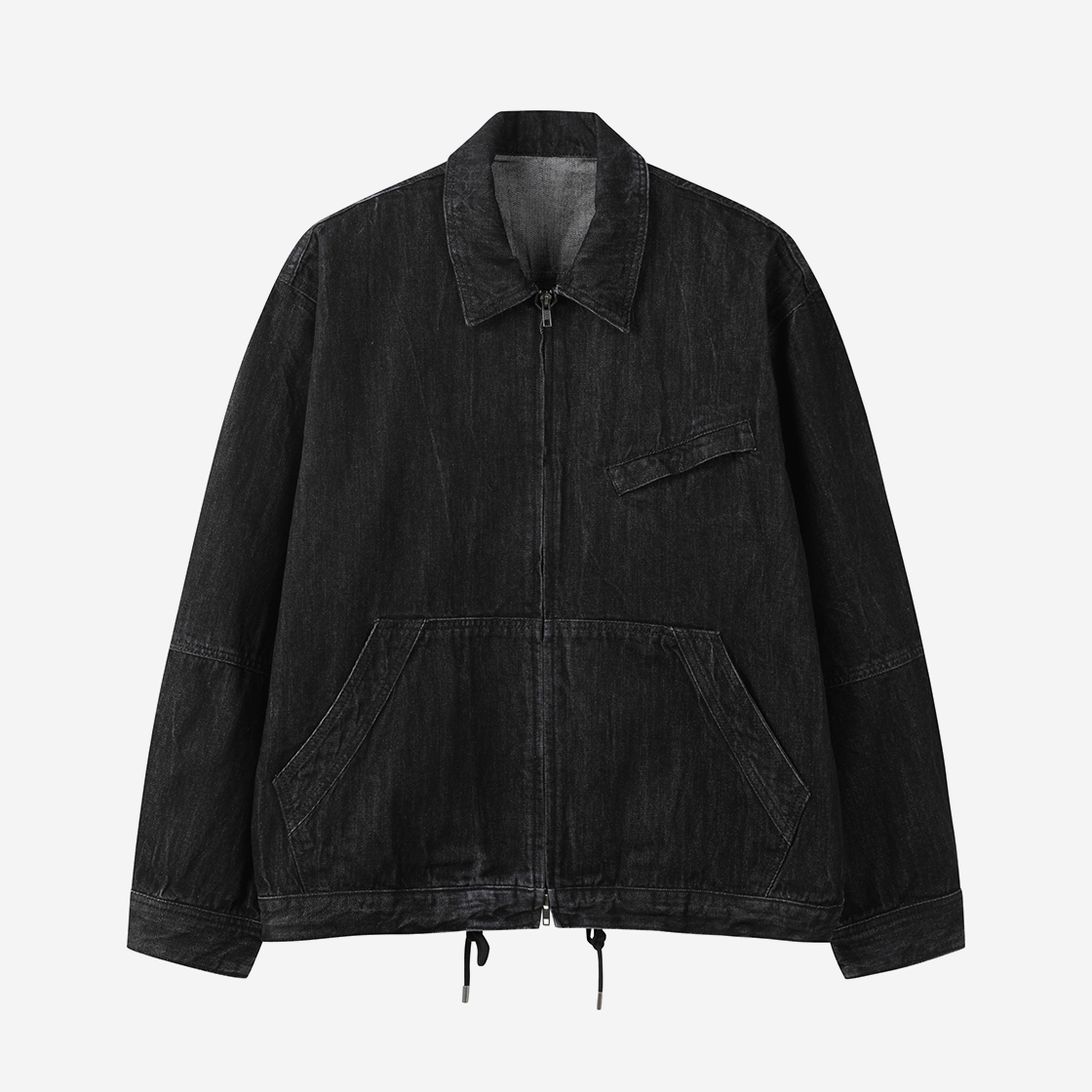 커스텀멜로우 오버사이즈 핏 데님 자켓 블랙