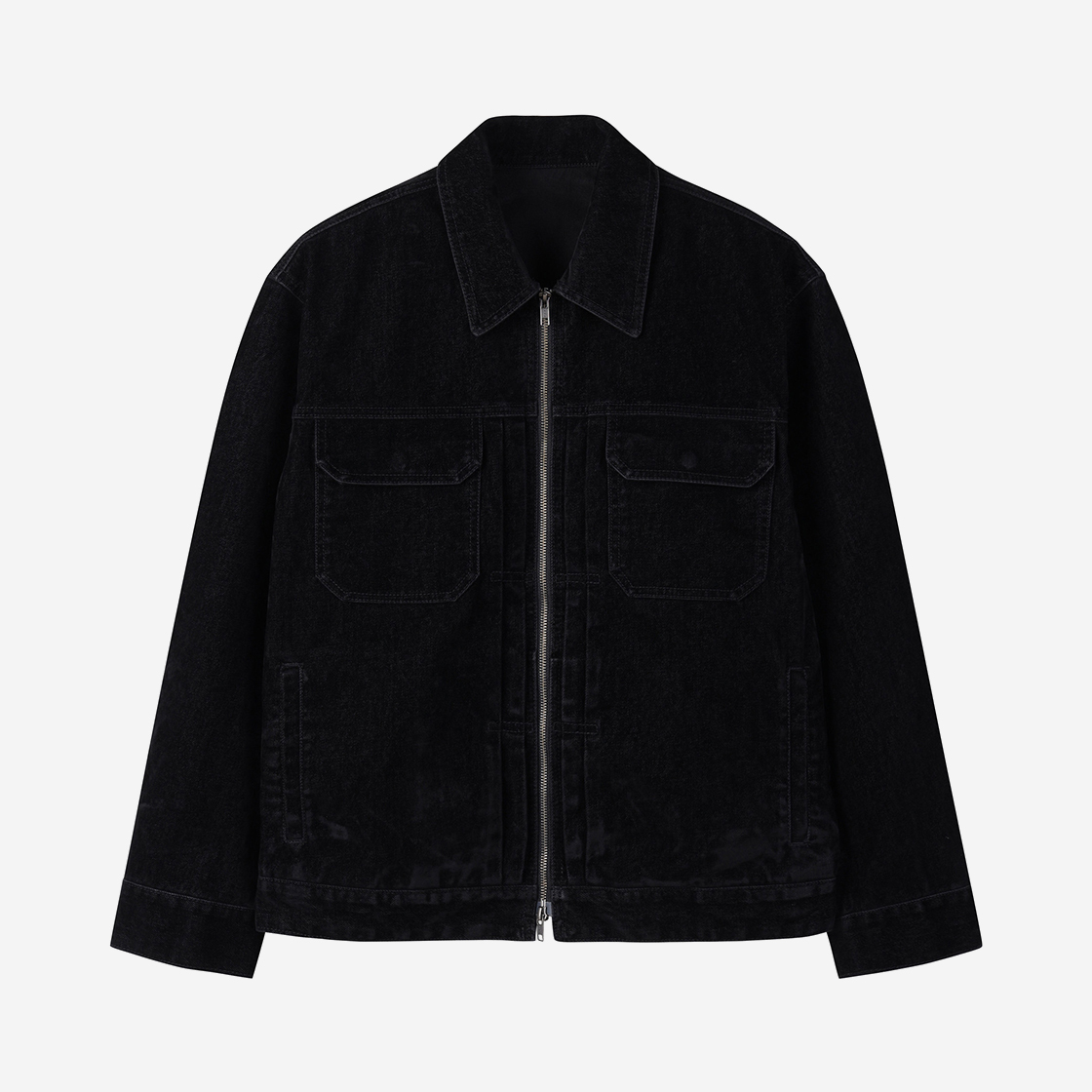 커스텀멜로우 벨벳 데님 자켓 블랙