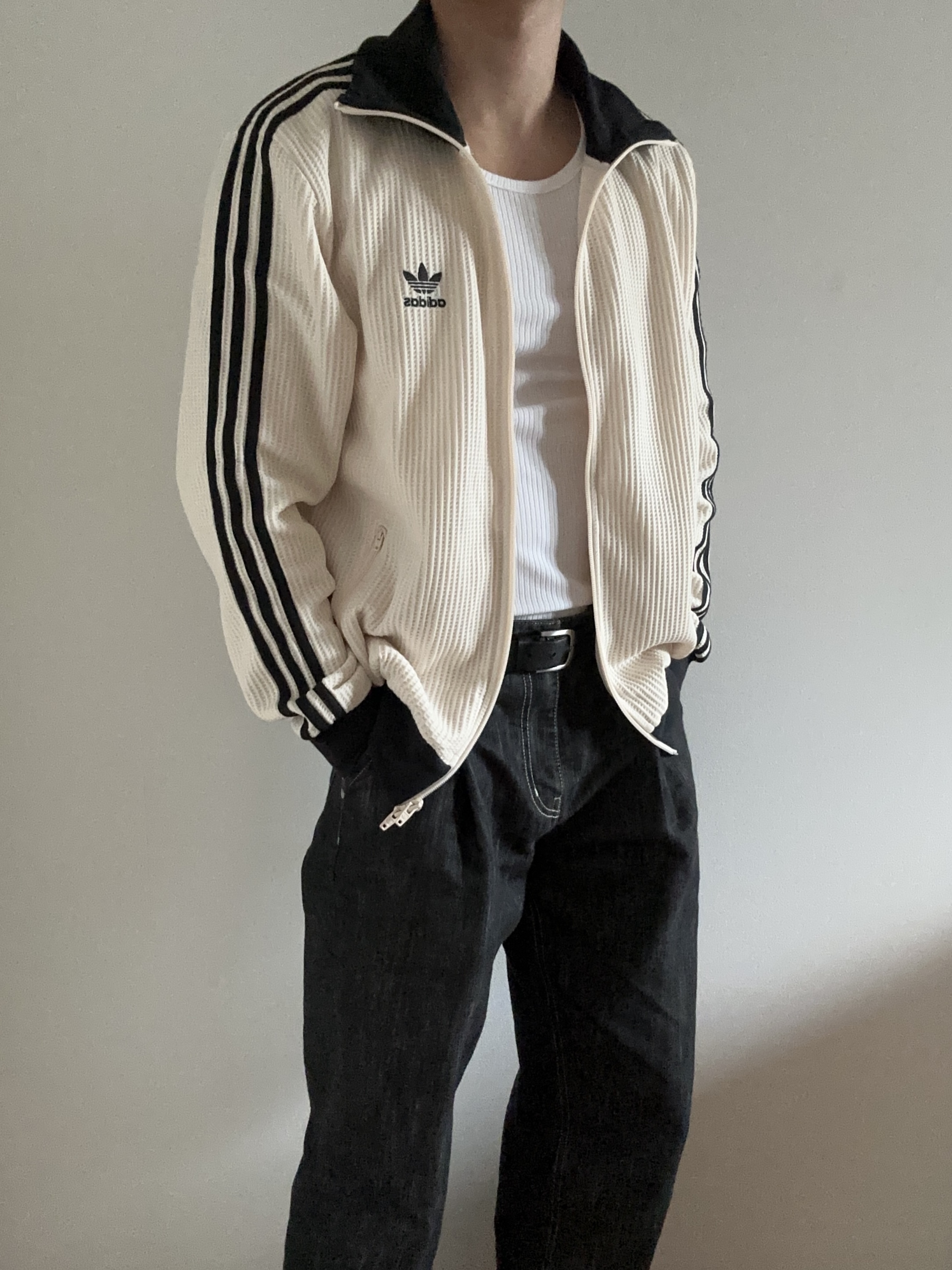 Adidas Waffle Beckenbauer Track Top Wonder White - KR Sizing 착용 스타일 - 2