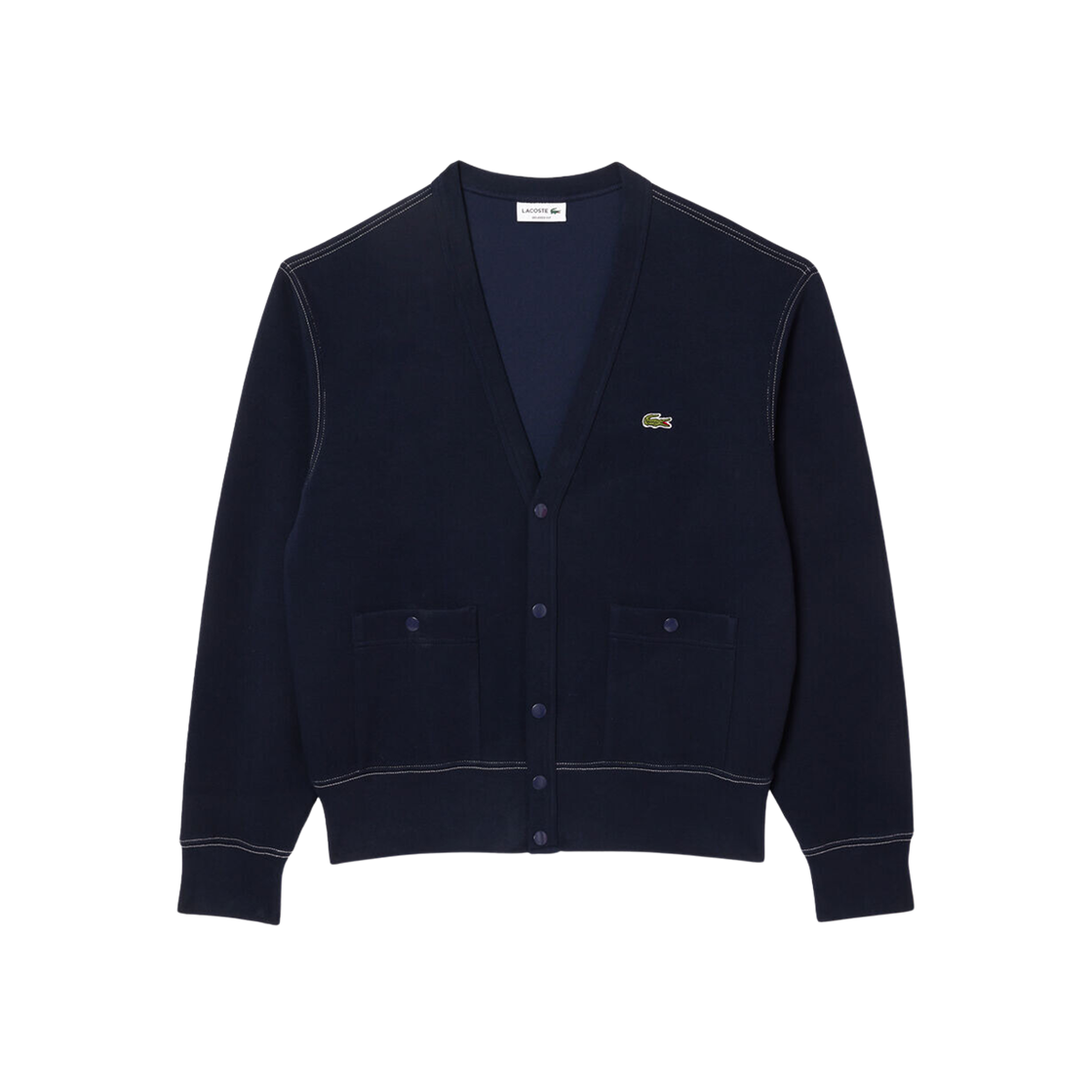 Lacoste Double Face Pique Cardigan Navy Blue 상세 이미지 1