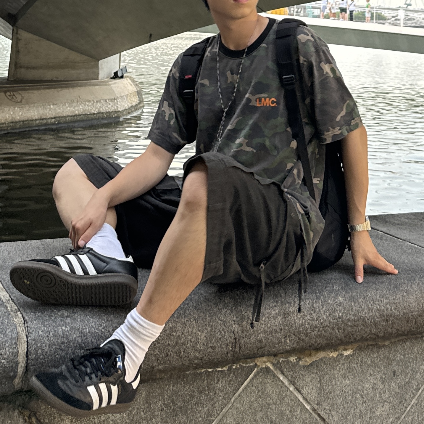 Supreme Backpack Black - 19FW, Adidas Samba OG Black White Gum 착용 스타일 - 3