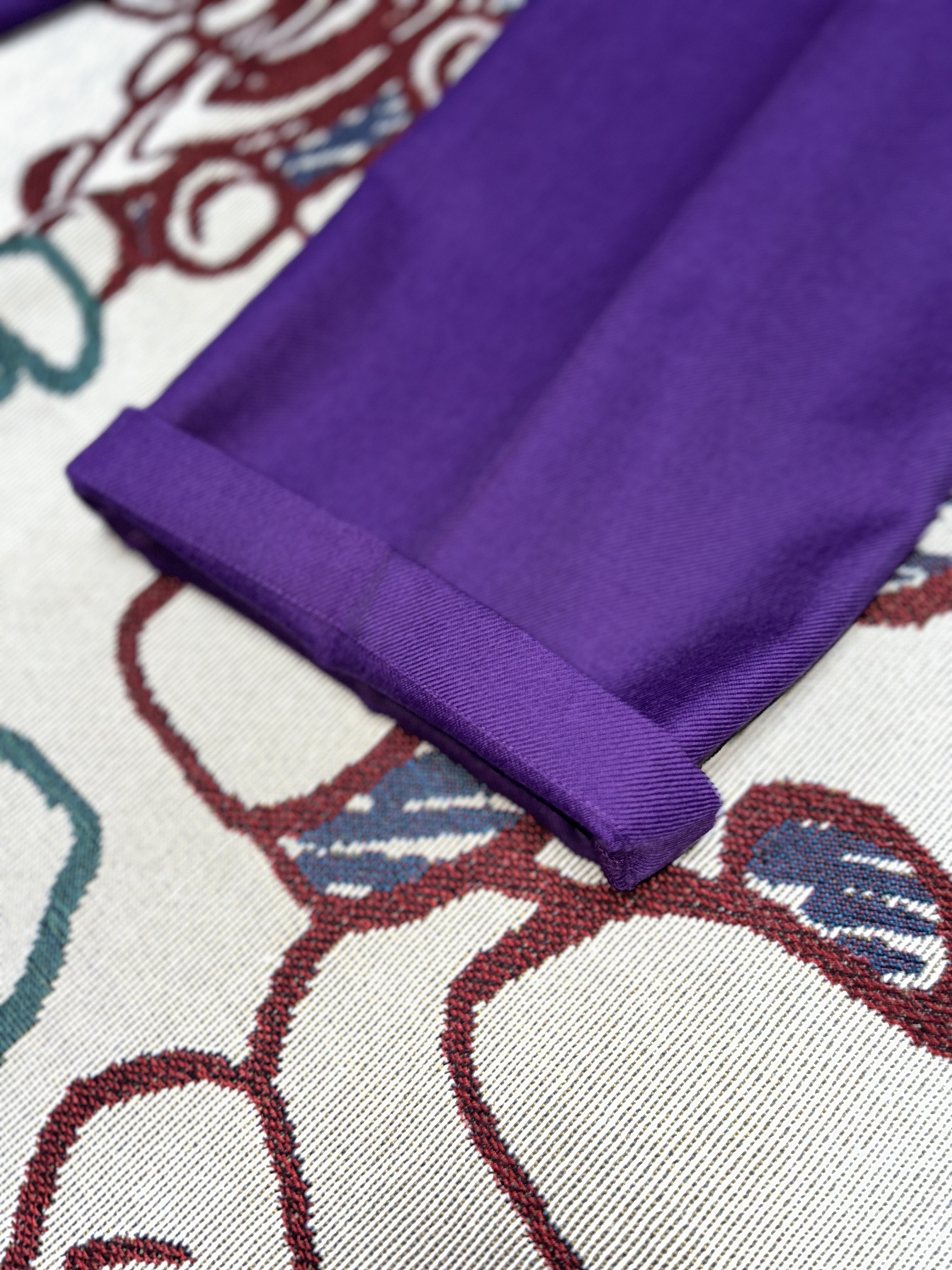 AMI Wide Tailored Pants Purple 착용 스타일 - 6