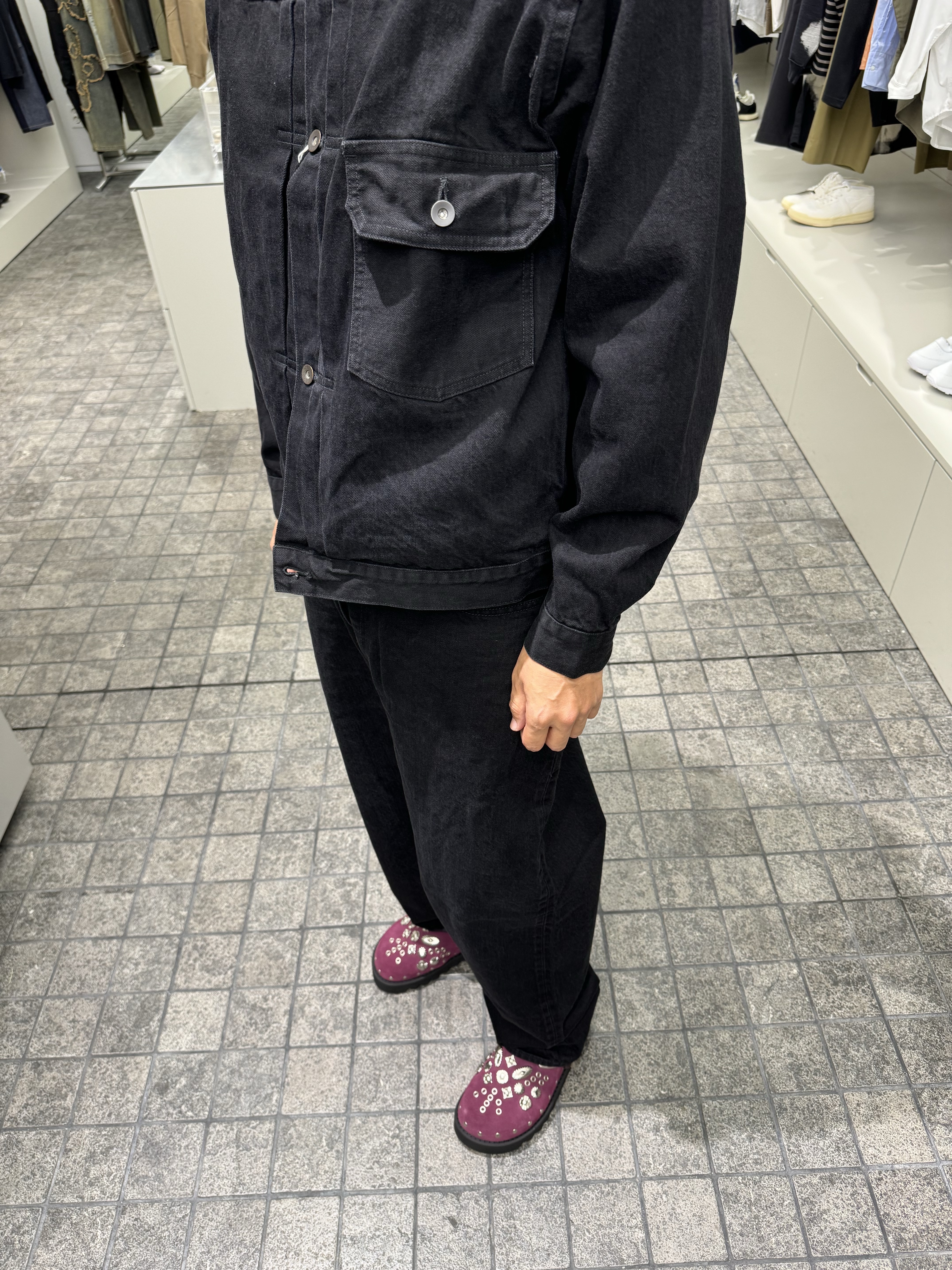 Marka New Type1 Denim Jacket Black - 24FW, Marka New Cocoon Fit Jeans Black - 24FW 착용 스타일 - 2