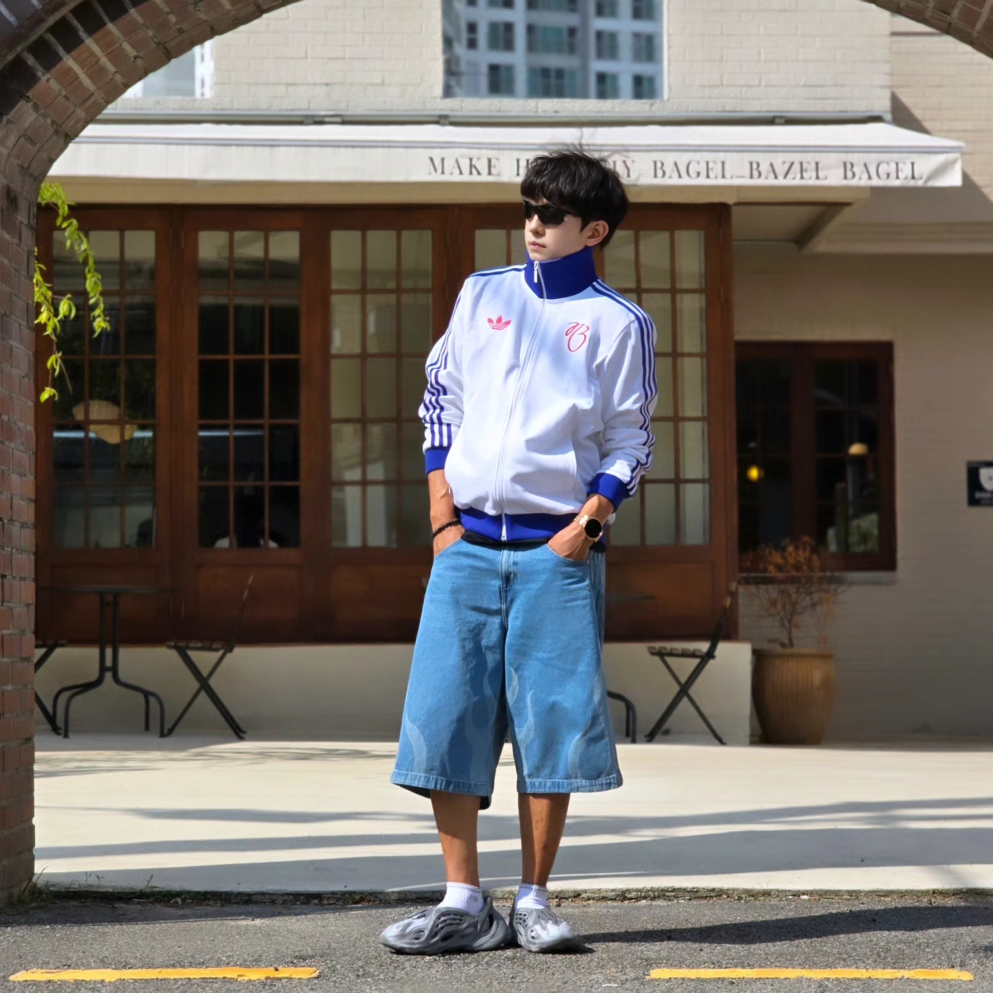 Adidas Jude Bellingham Sports Jacket White - US Sizing, Adidas Jude Bellingham Sports Jacket White - KR Sizing 착용 스타일 - 4