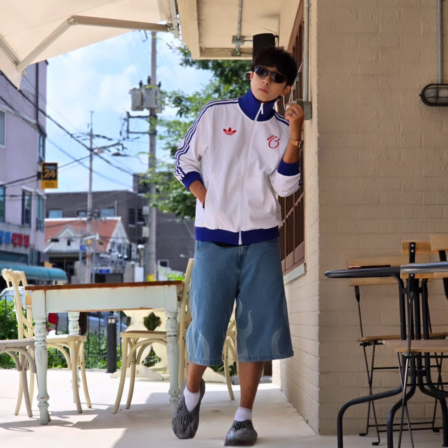 Adidas Jude Bellingham Sports Jacket White - US Sizing, Adidas Jude Bellingham Sports Jacket White - KR Sizing 착용 스타일 - 2