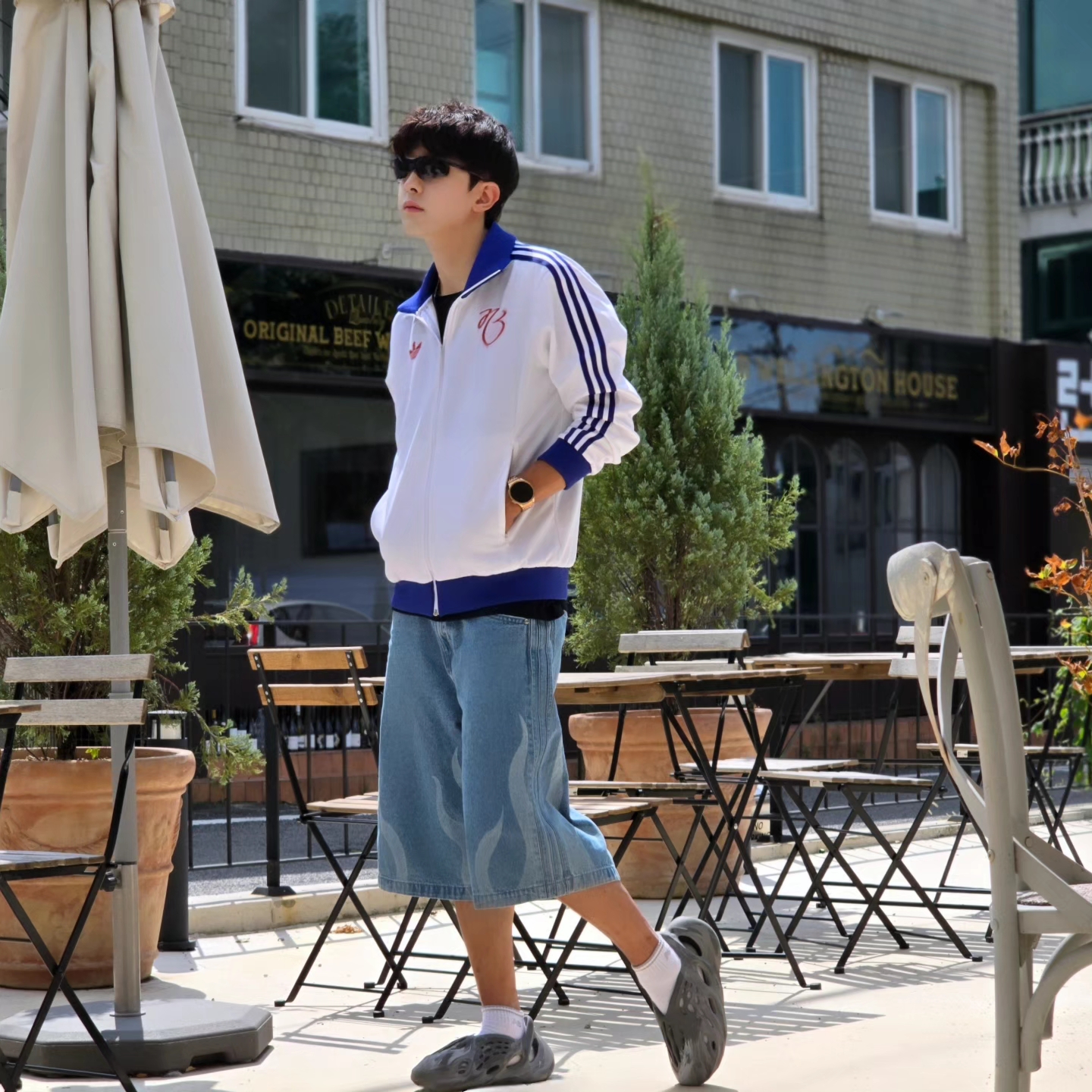 Adidas Jude Bellingham Sports Jacket White - US Sizing, Adidas Jude Bellingham Sports Jacket White - KR Sizing 착용 스타일 - 6