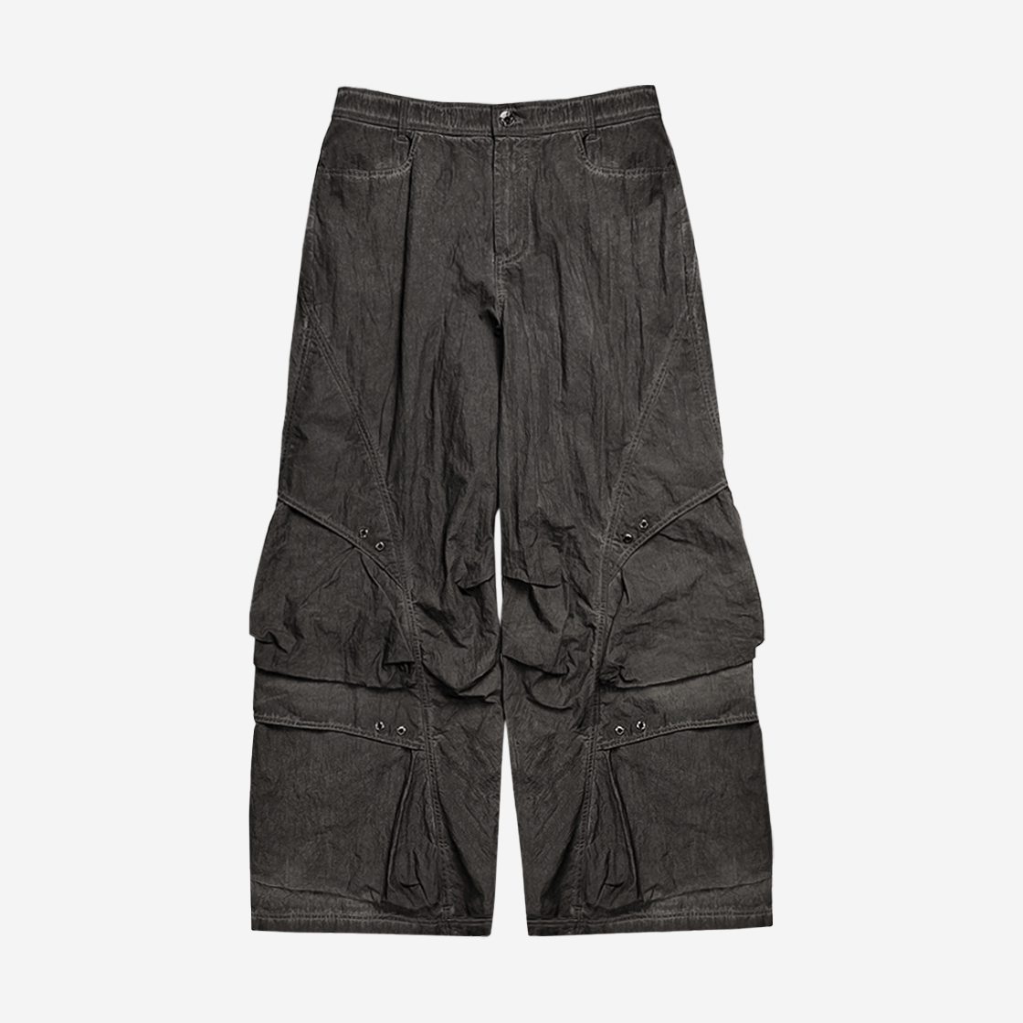 비엘알 다이드 멀티 포켓 나일론 파라슈트 팬츠 그레이(BLR Dyed Multi Pocket Nylon Parachute Pants Grey)