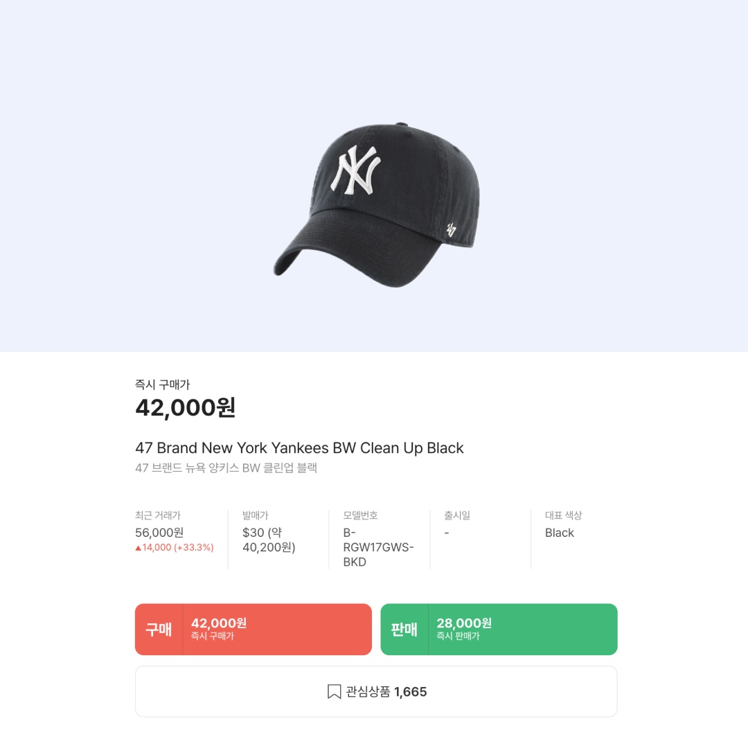 47 Brand New York Yankees BW Clean Up Black 착용 스타일 - 2