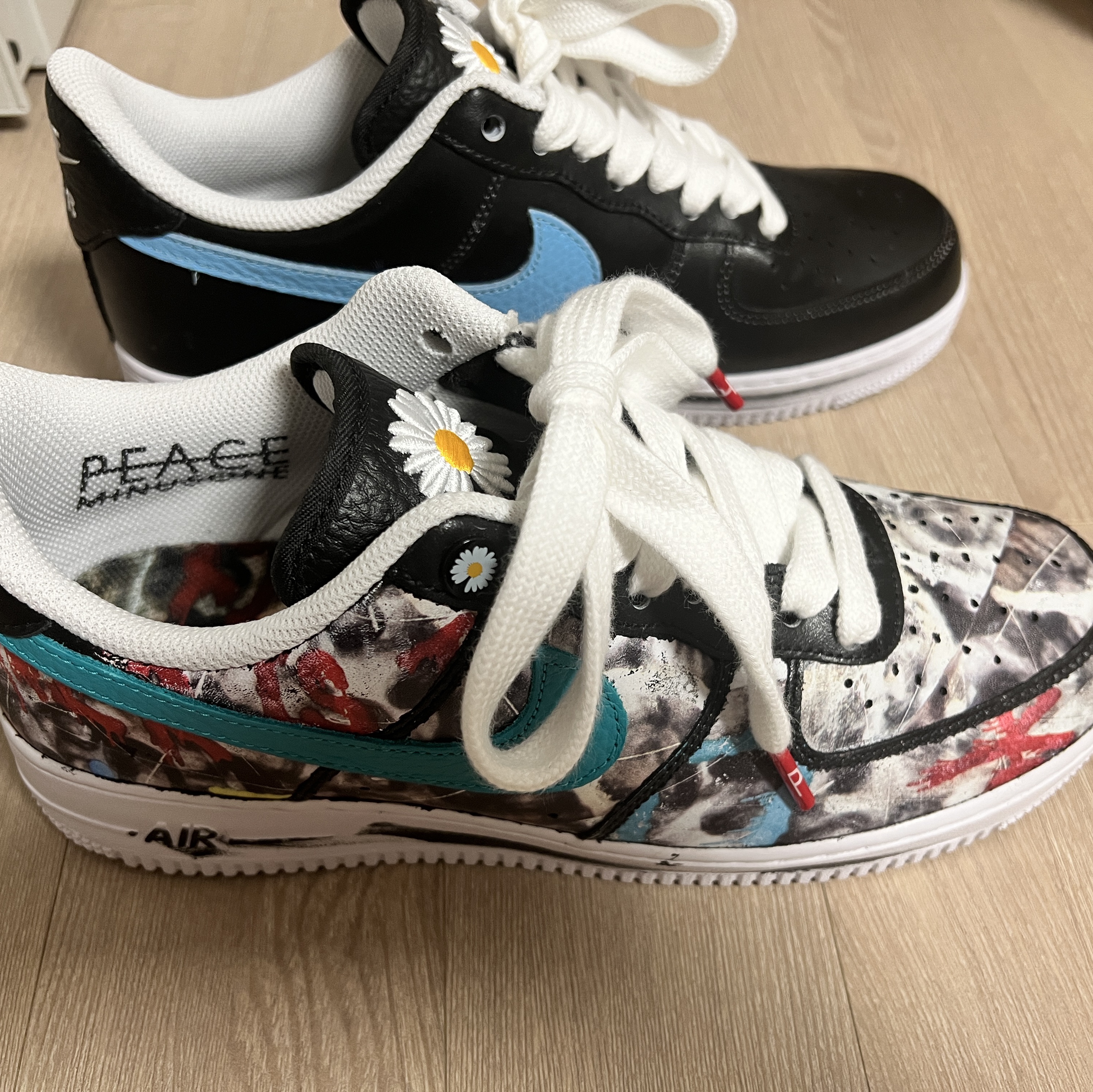 Nike x Peaceminusone Air Force 1 Low Para-Noise 3.0 Black and Multicolor 착용 스타일 - 2