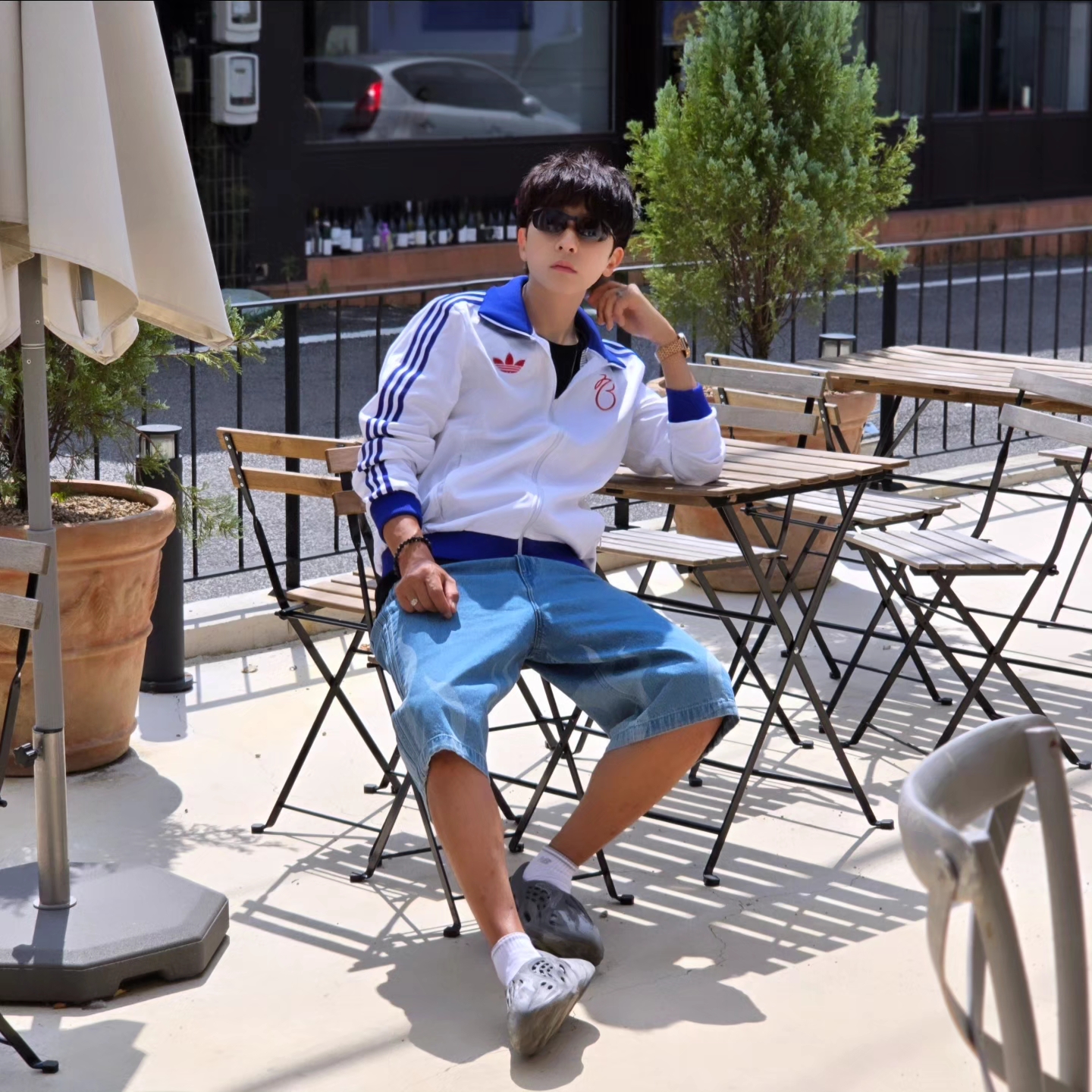 Adidas Jude Bellingham Sports Jacket White - US Sizing, Adidas Jude Bellingham Sports Jacket White - KR Sizing 착용 스타일 - 5