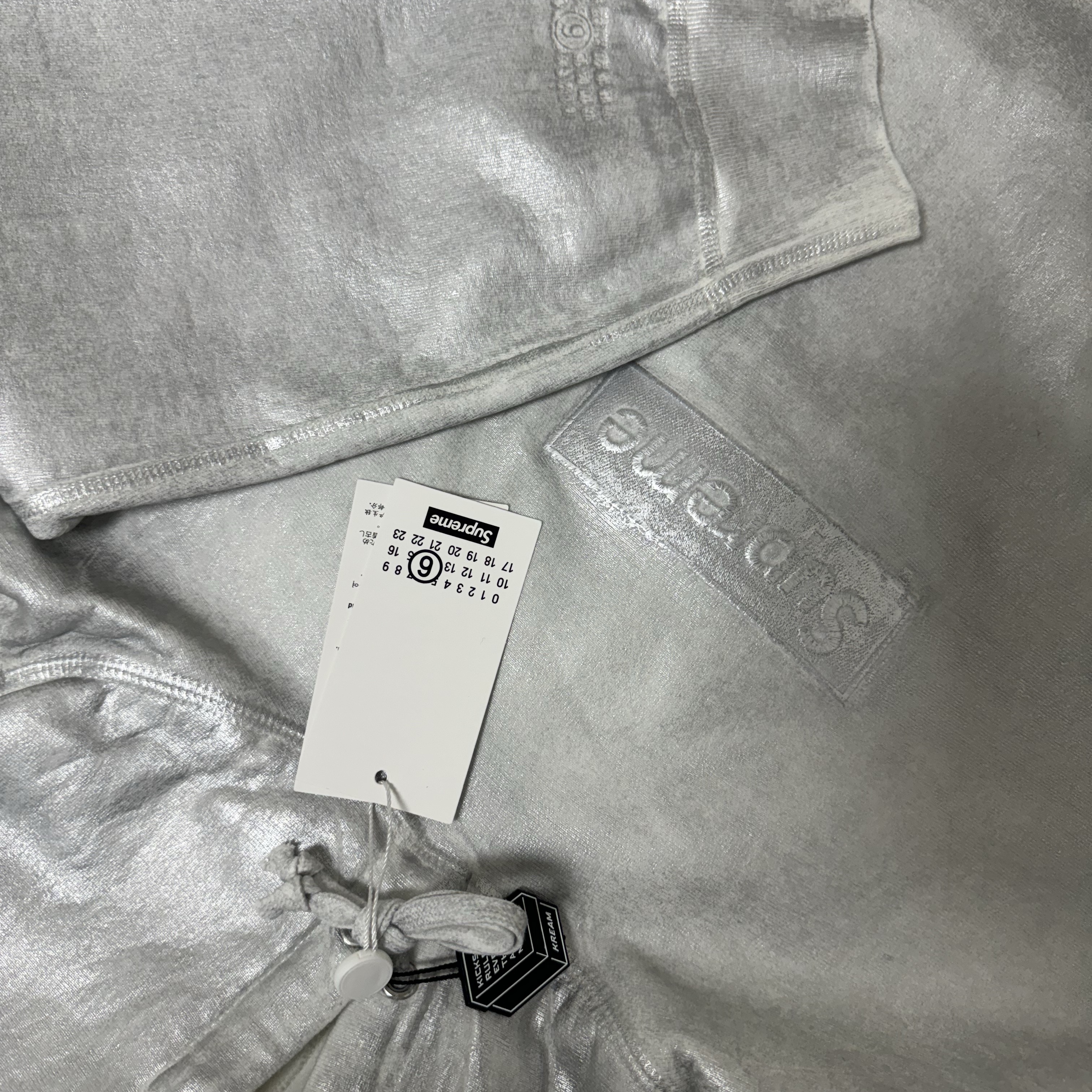 Supreme x MM6 Maison Margiela Foil Box Logo Hooded Sweatshirt White - 24SS 착용 스타일