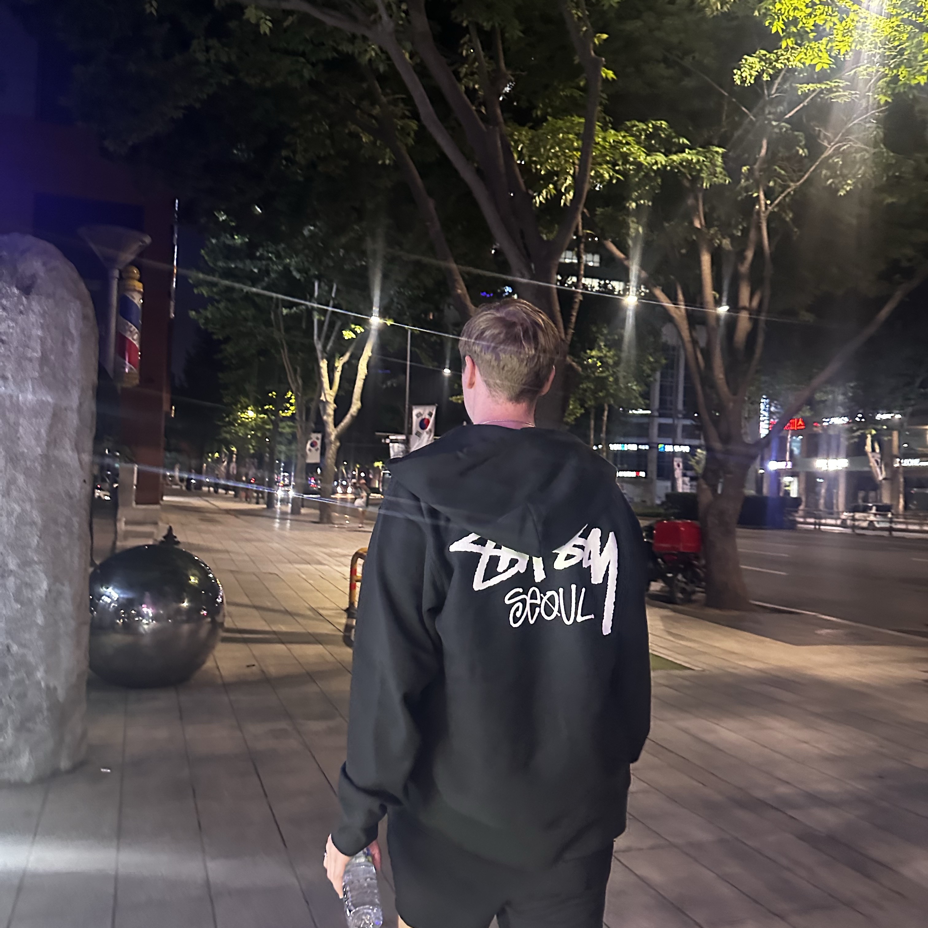 Stussy Stock Seoul Zip Hood Black 착용 스타일 - 2