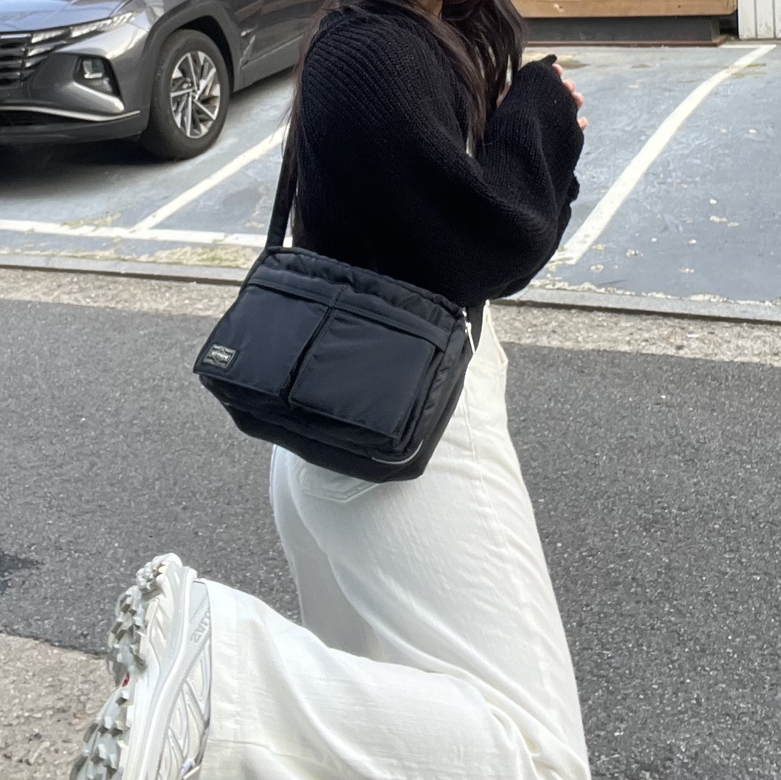 Porter Tanker Shoulder Bag S Black, Salomon XT-6 Expanse Vanilla Ice White 착용 스타일