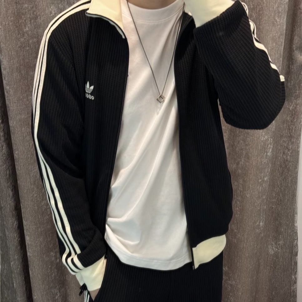 Adidas Waffle Beckenbauer Track Top Black - KR Sizing 착용 스타일