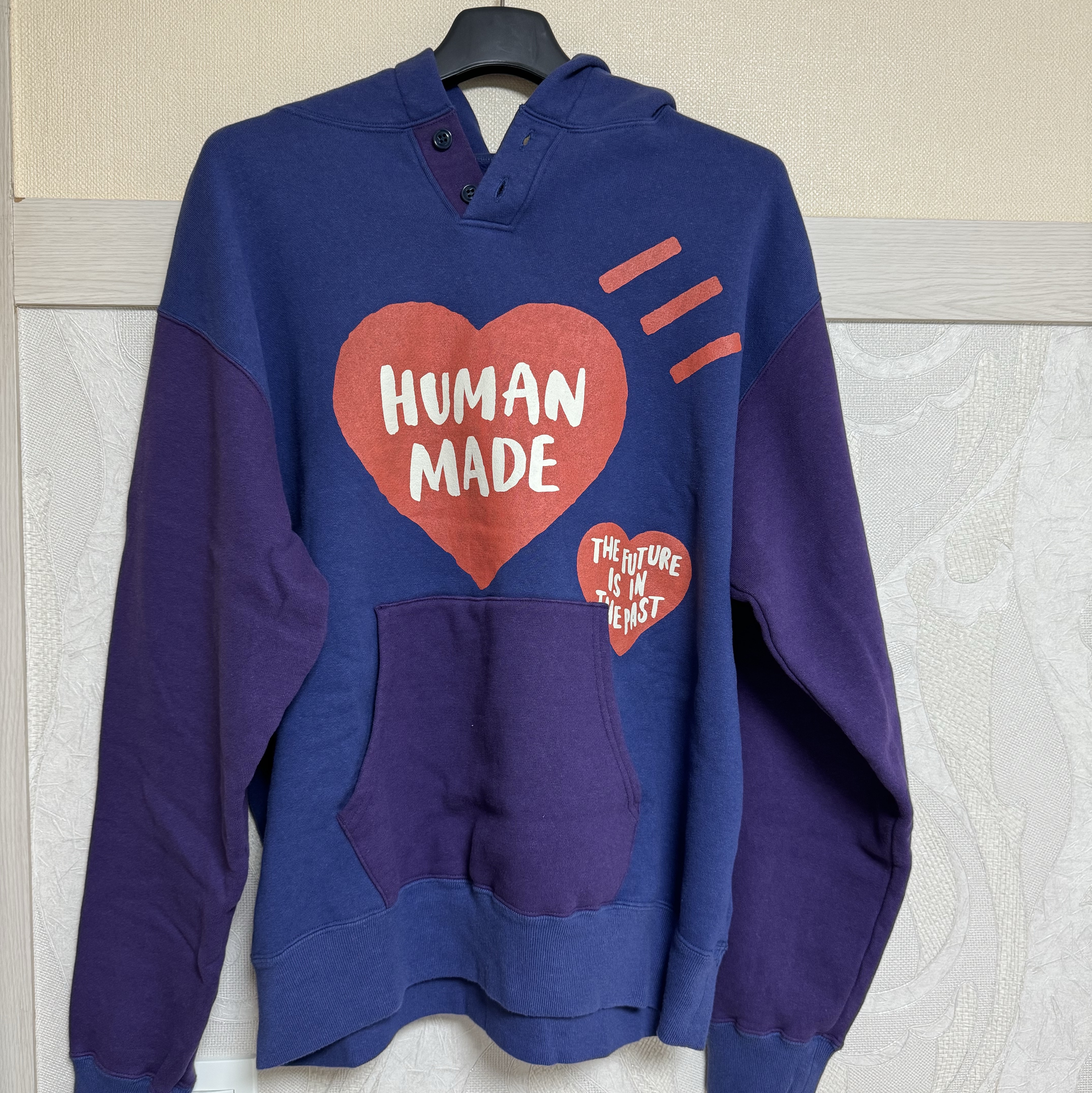Human Made Colorblock Hoodie Navy 착용 스타일