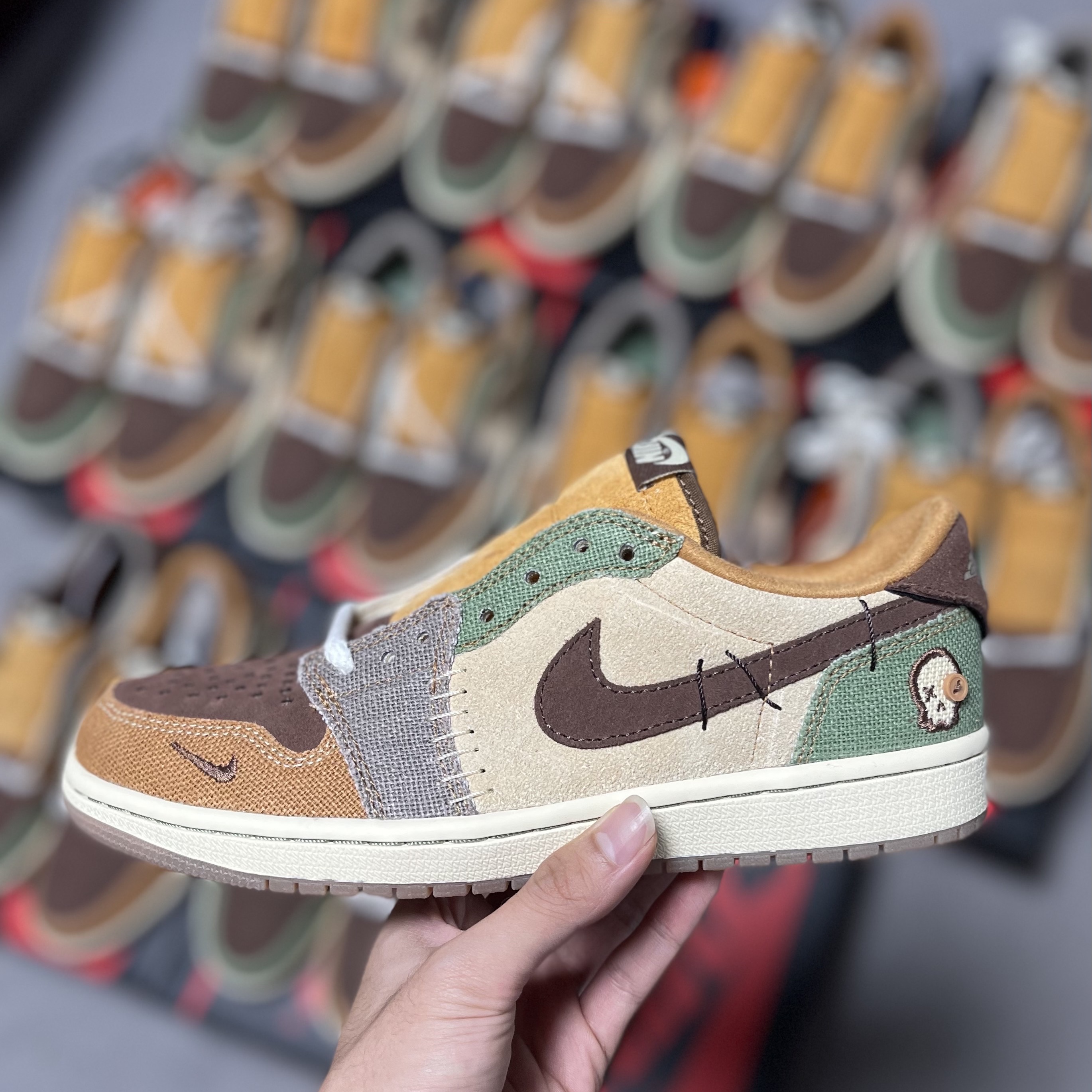 Jordan 1 x Zion Williamson Retro Low OG Flax and Oil Green 착용 스타일 - 2