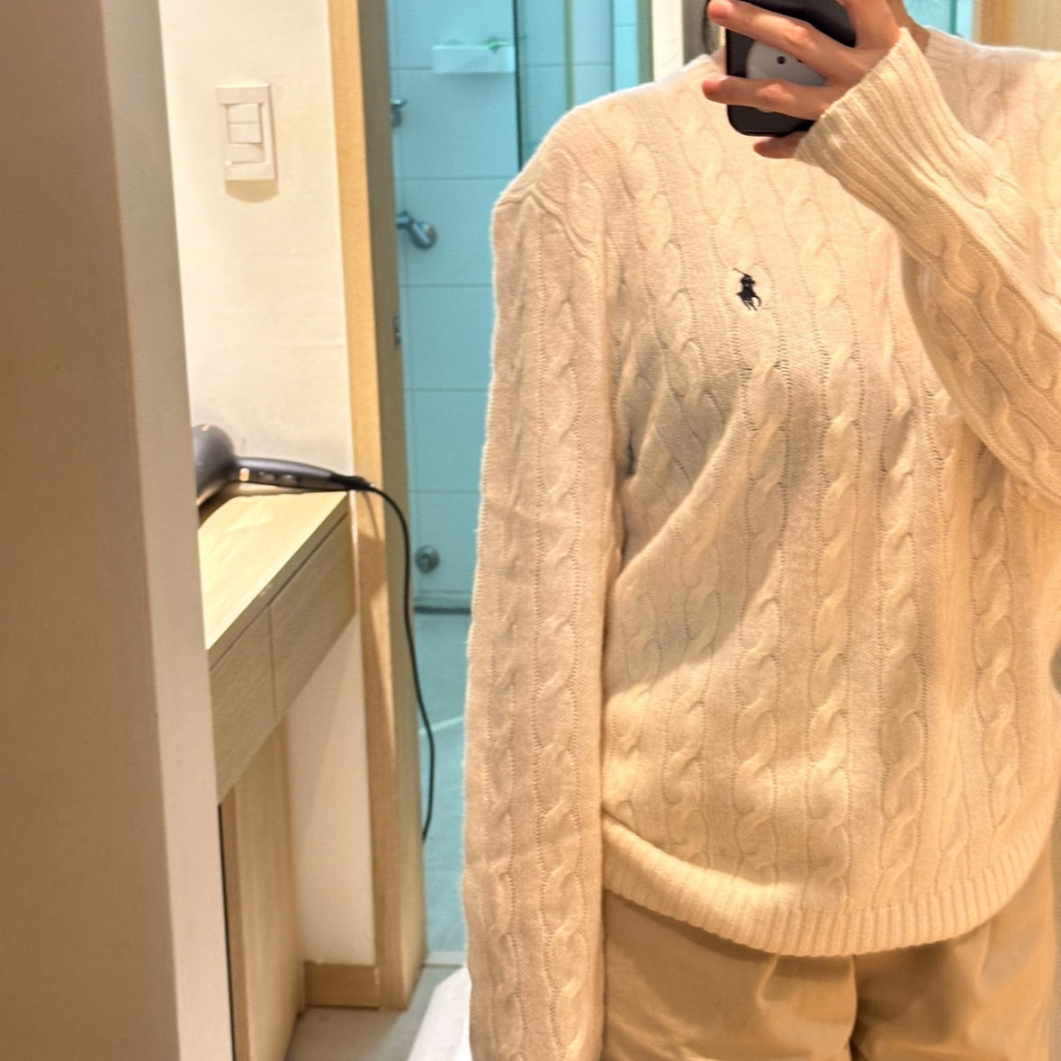 [30%적립] Polo Ralph Lauren Cable Knit Wool Cashmerer Sweater Andover Cream 착용 스타일