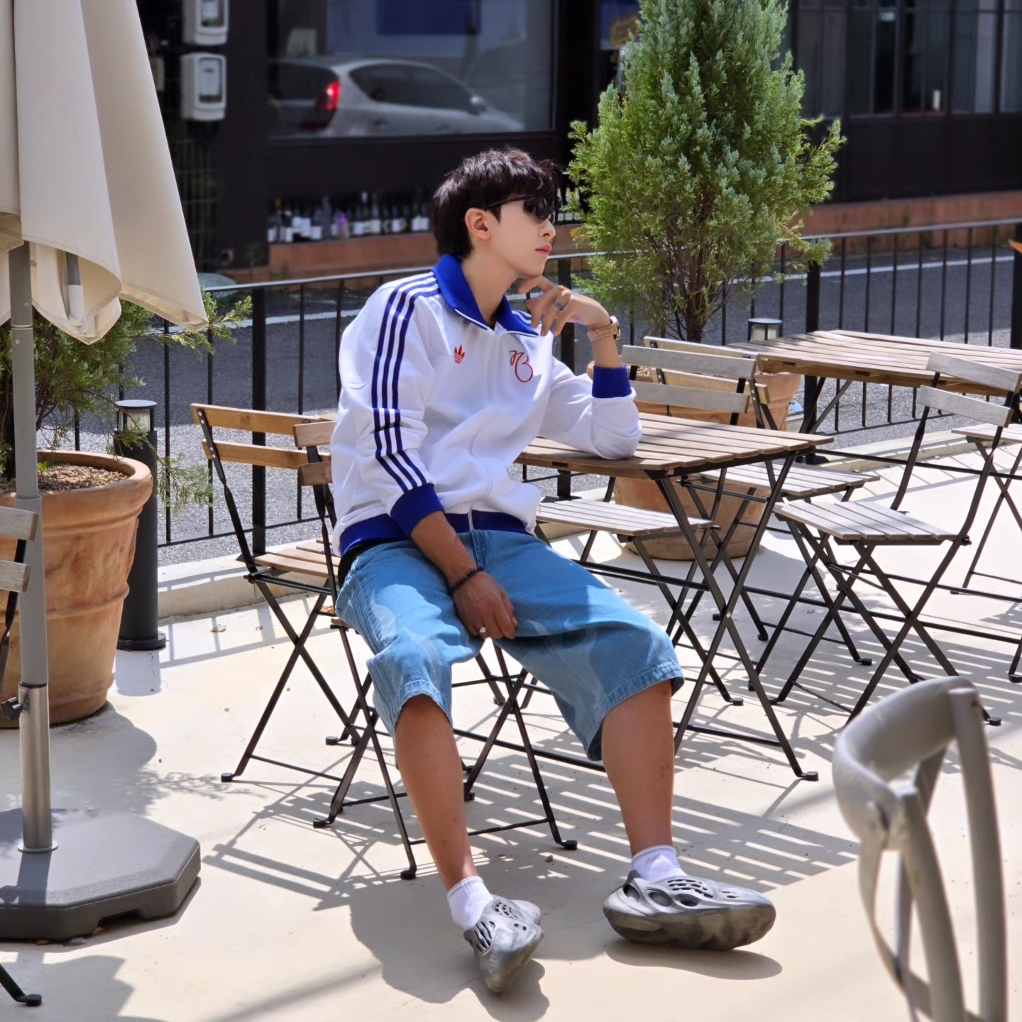 Adidas Jude Bellingham Sports Jacket White - US Sizing, Adidas Jude Bellingham Sports Jacket White - KR Sizing 착용 스타일 - 4