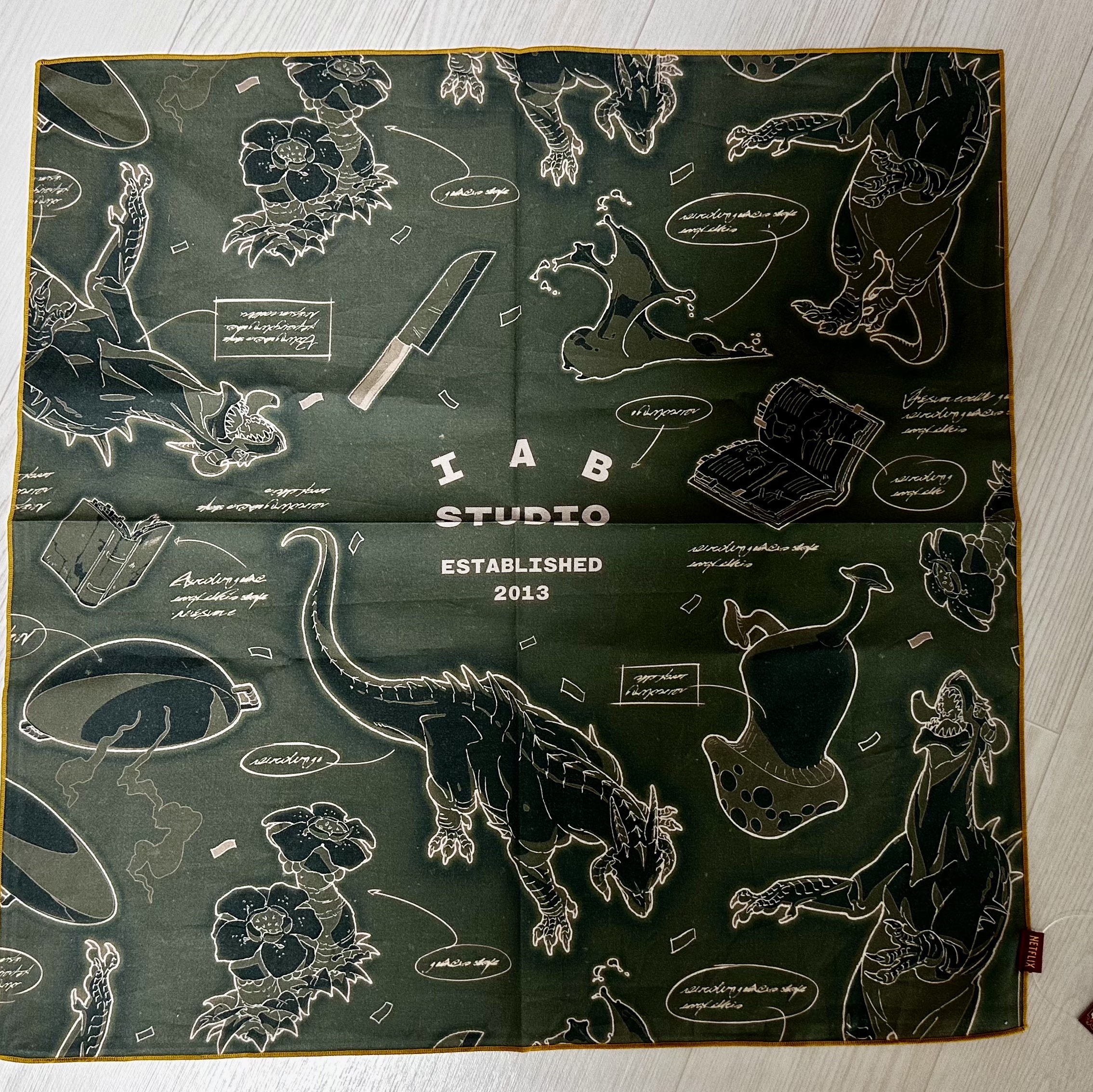 IAB Studio x Delicious in Dungeon Bandana Green 착용 스타일 - 1