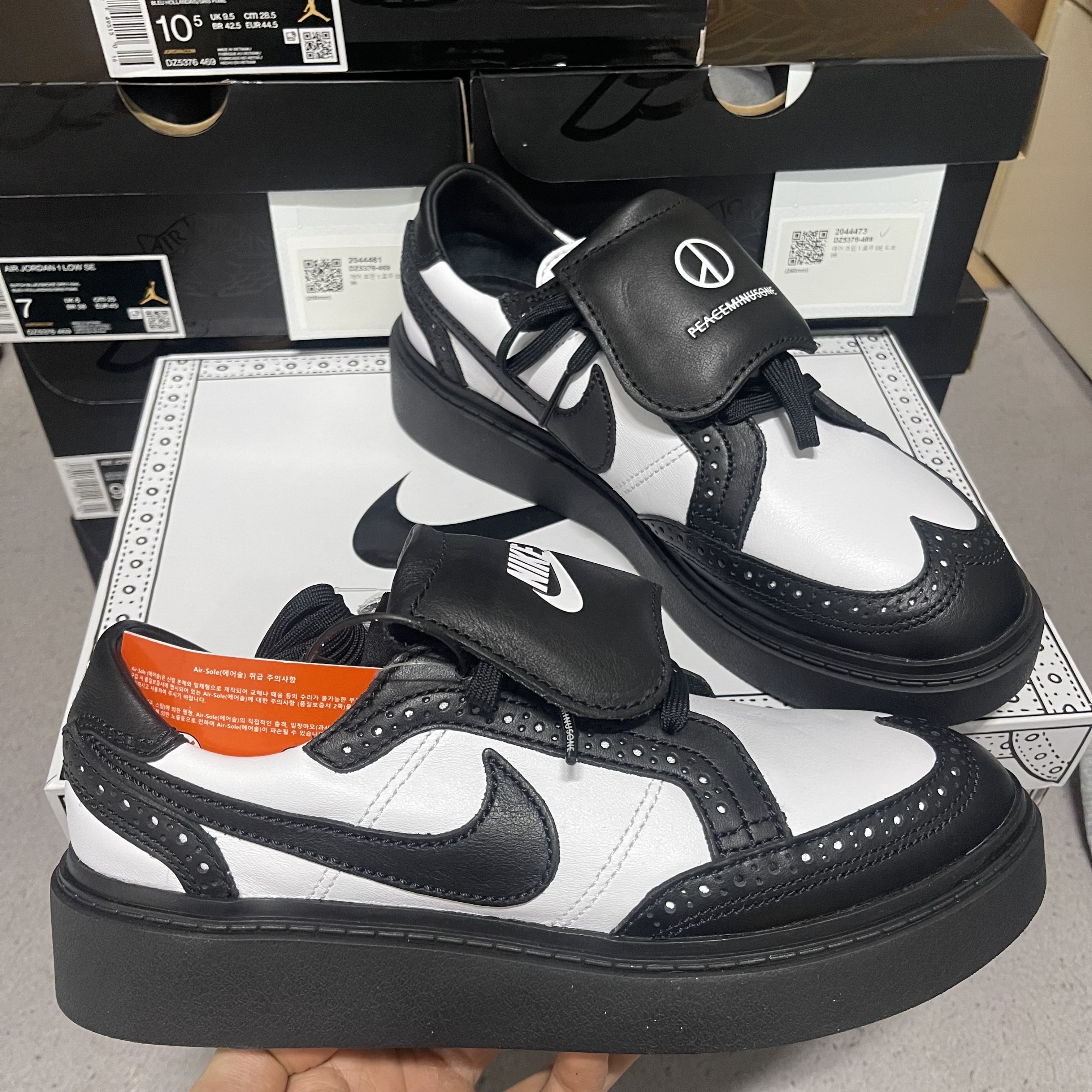 Nike x Peaceminusone Kwondo1 Black and White 착용 스타일