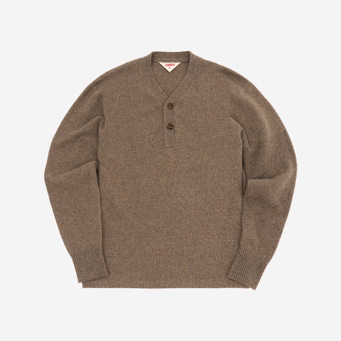 자고류 홀가먼트 헨리넥 니트 베이지(Jagoryu Wholegarment Henley Neck Knit Beige)