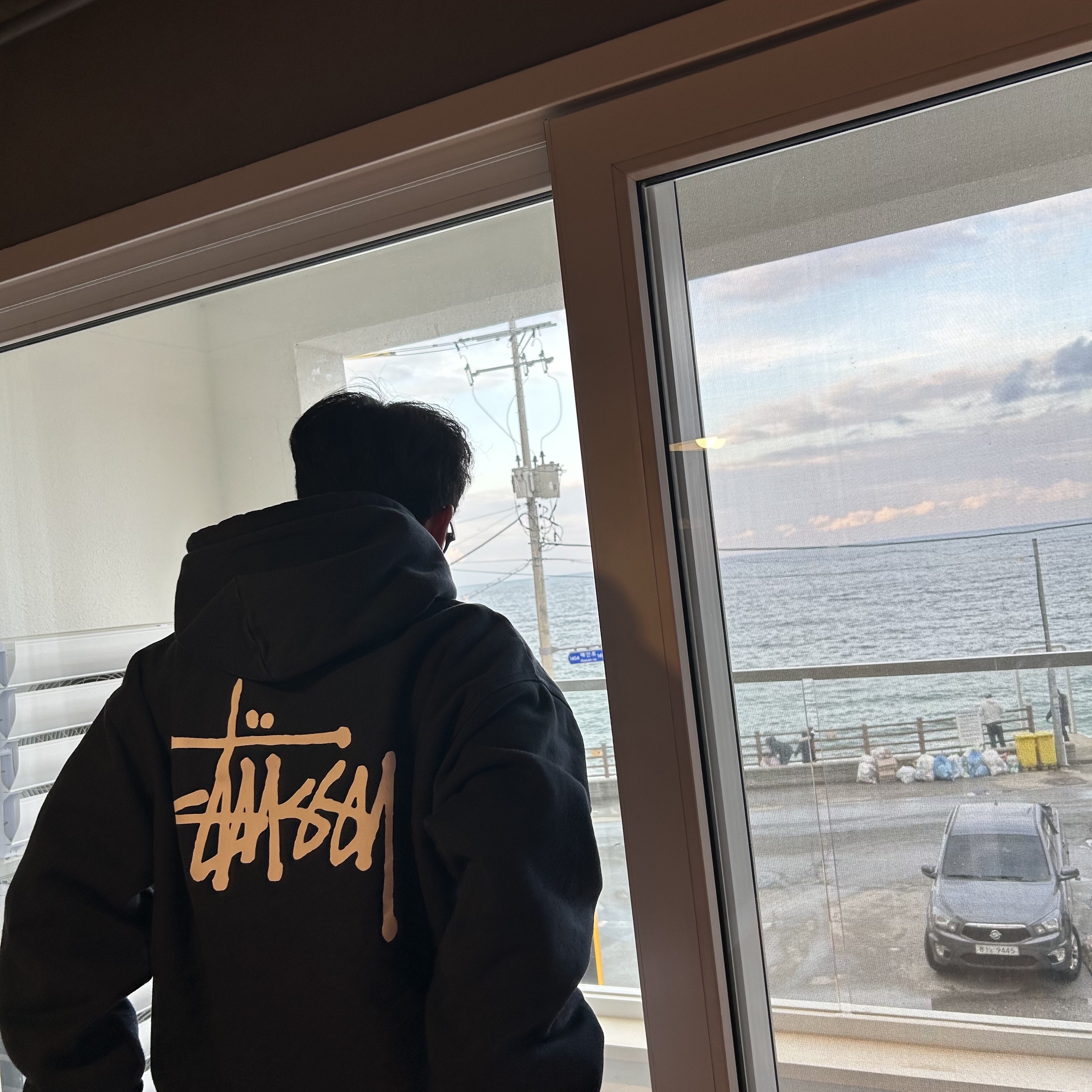Stussy Basic Stussy Hoodie Navy 2023 착용 스타일
