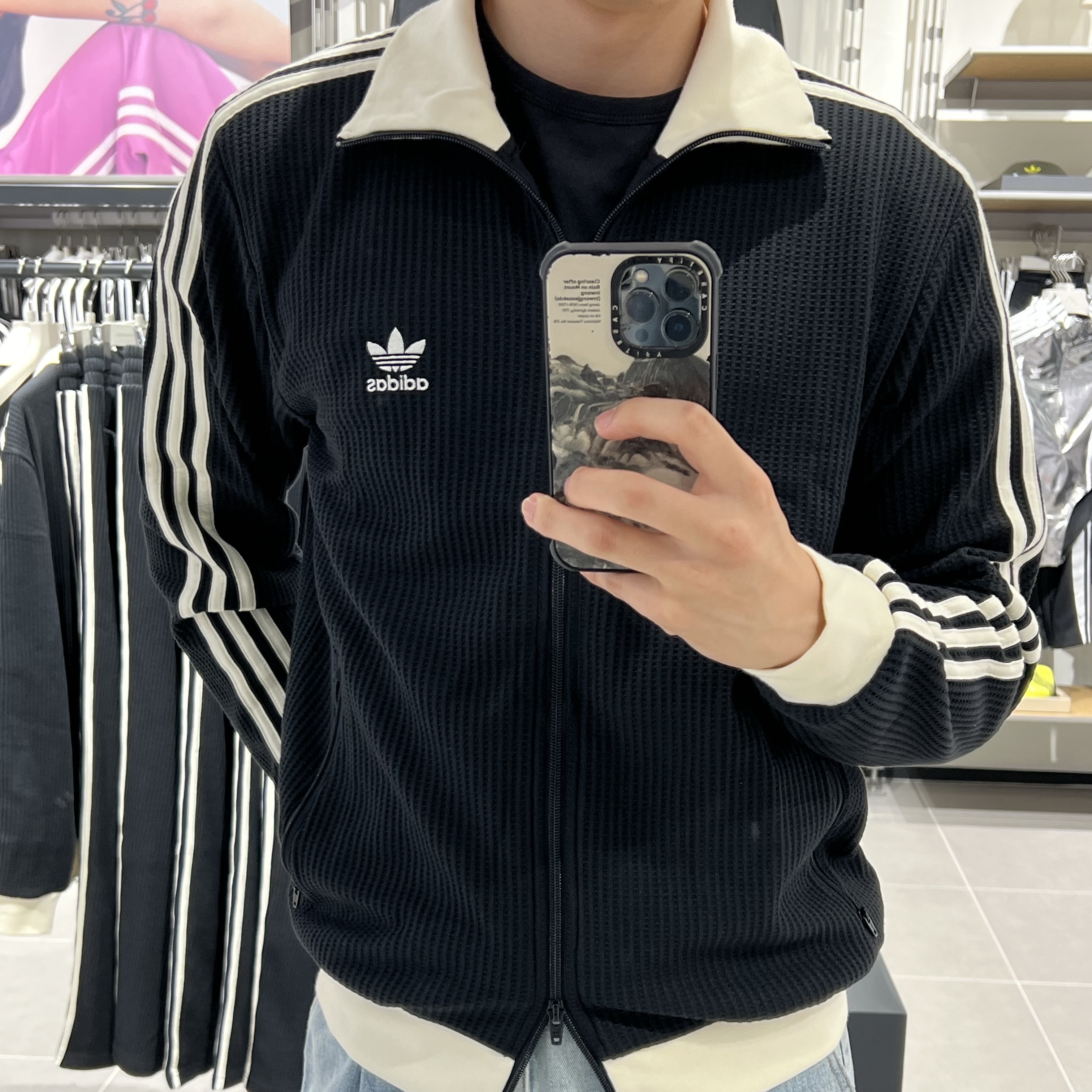 Adidas Waffle Beckenbauer Track Top Black - KR Sizing 착용 스타일