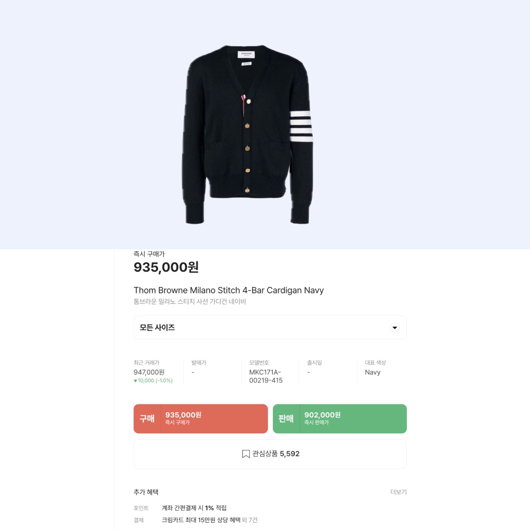 Thom Browne Milano Stitch 4-Bar Cardigan Navy 착용 스타일 - 2