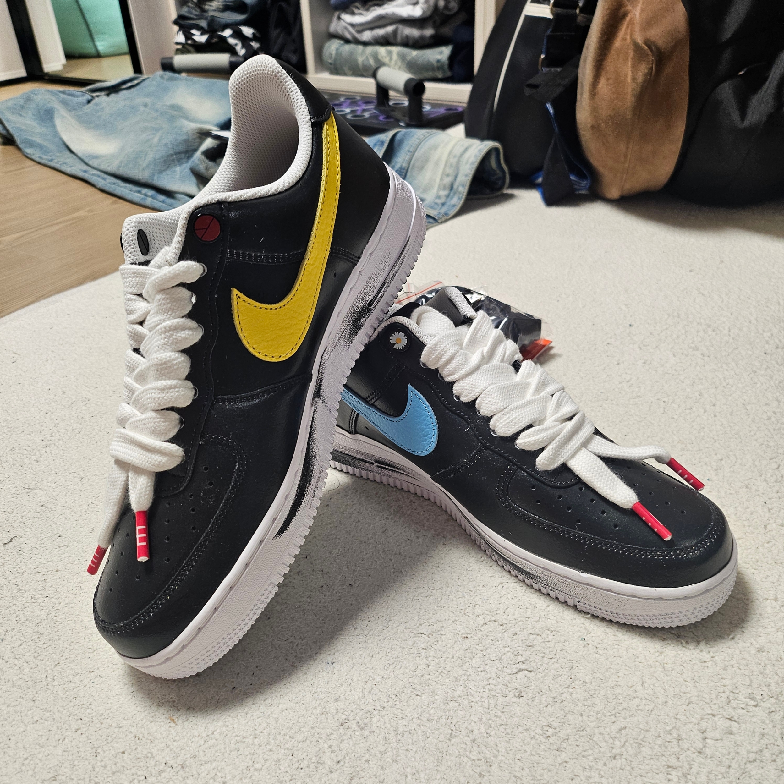 Nike x Peaceminusone Air Force 1 Low Para-Noise 3.0 Black and Multicolor 착용 스타일 - 1