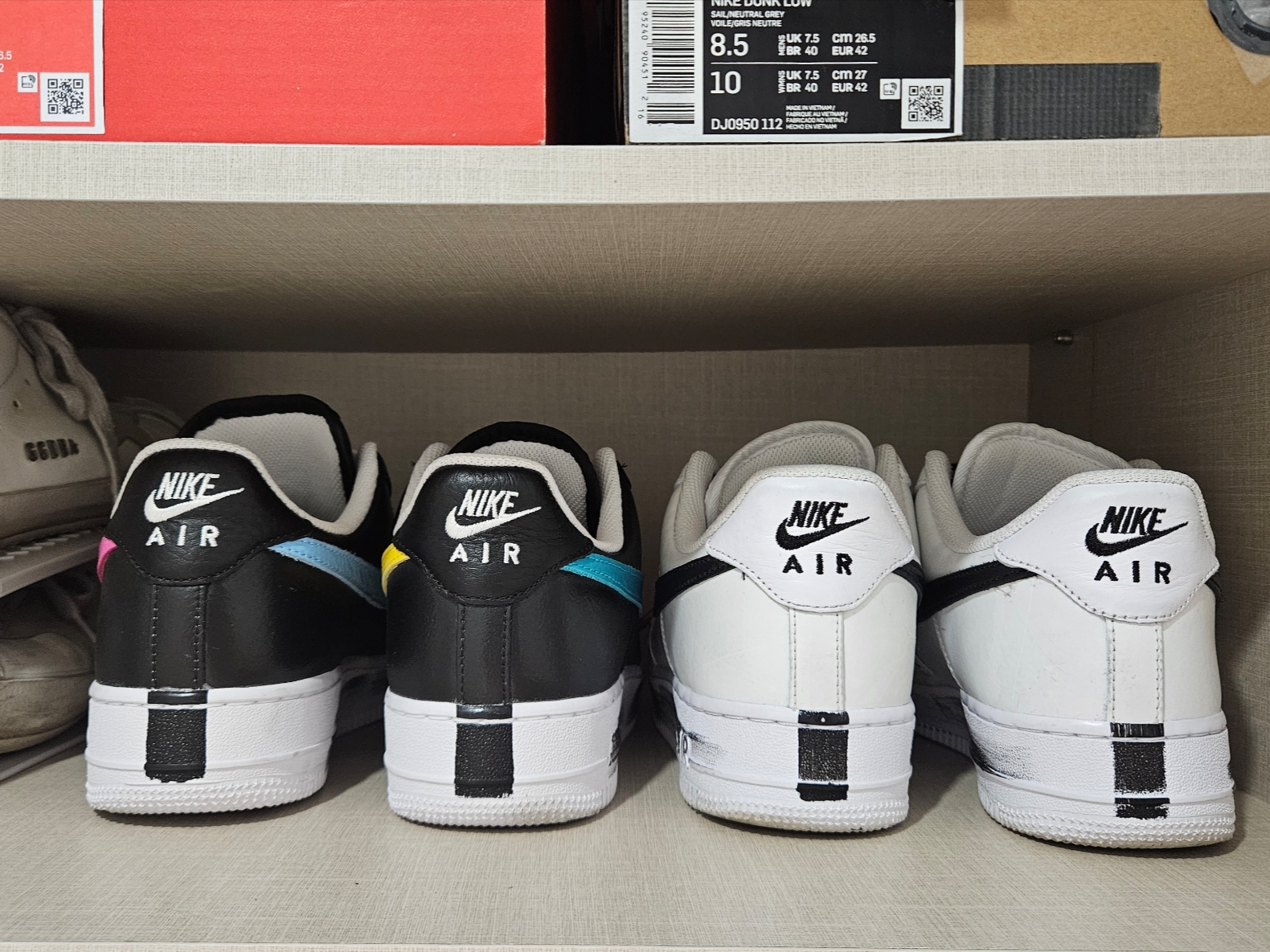 Nike x Peaceminusone Air Force 1 Low Para-Noise 3.0 Black and Multicolor, Nike x Peaceminusone Air Force 1 Low Para-Noise 2.0 착용 스타일