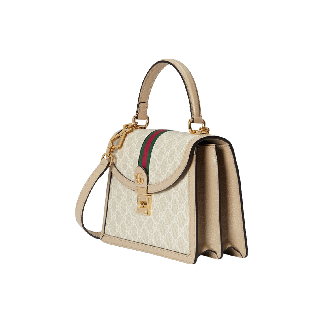 Gucci Ophidia Small Top Handle Bag Beige White Canvas 상세 이미지 2