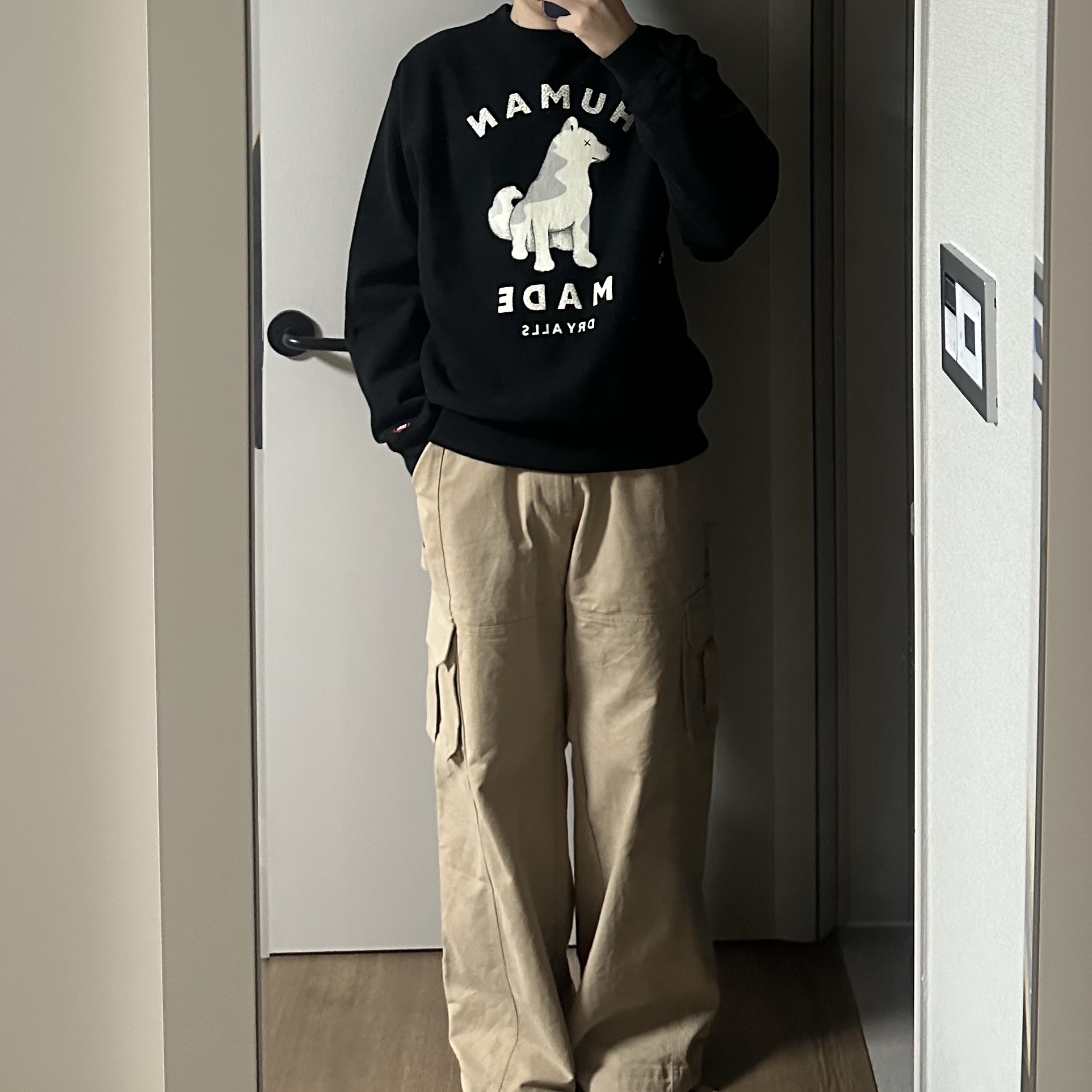 Human Made x Kaws Sweatshirt #2 Black - Seoul Store Exclusive 착용 스타일