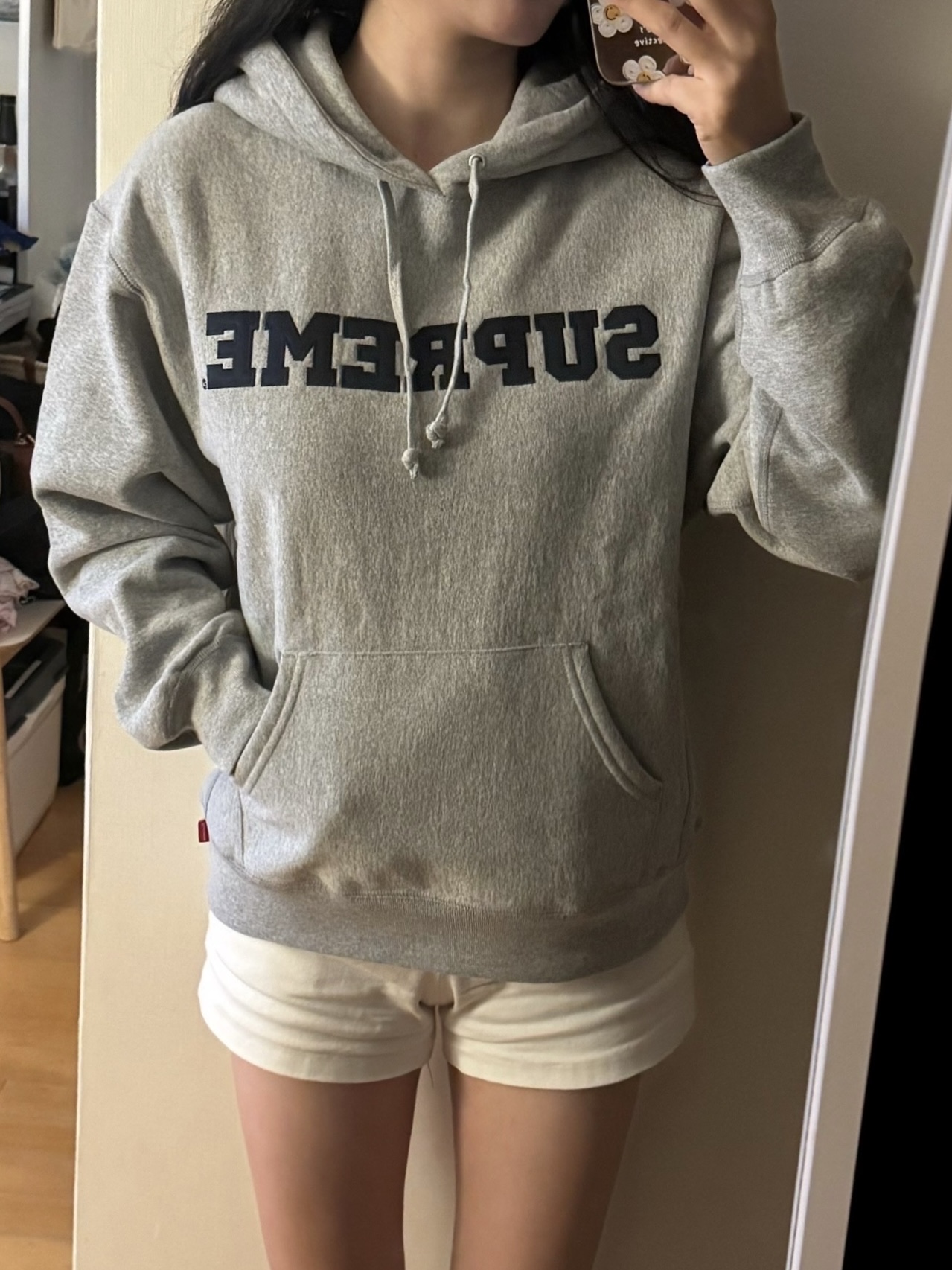 Supreme Collegiate Hooded Sweatshirt Heather Grey - 24SS 착용 스타일