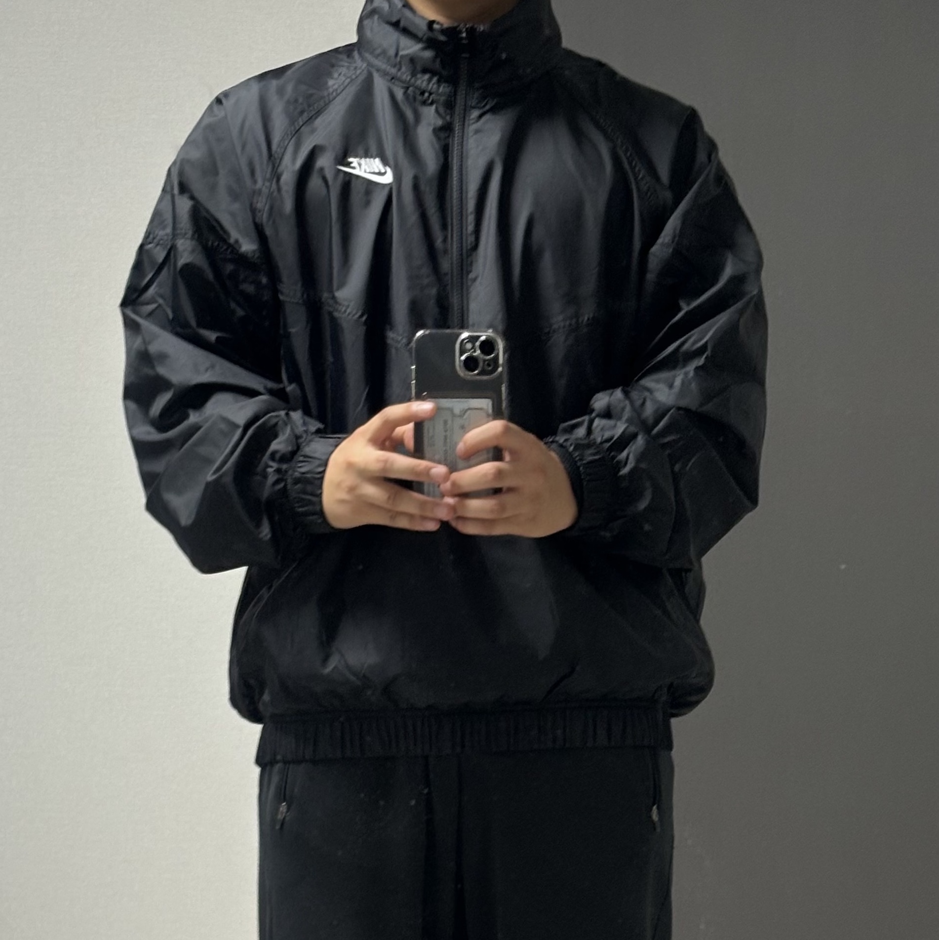 Nike NSW Unlined Woven Windrunner Anorak Jacket Black - Asia 착용 스타일 - 1