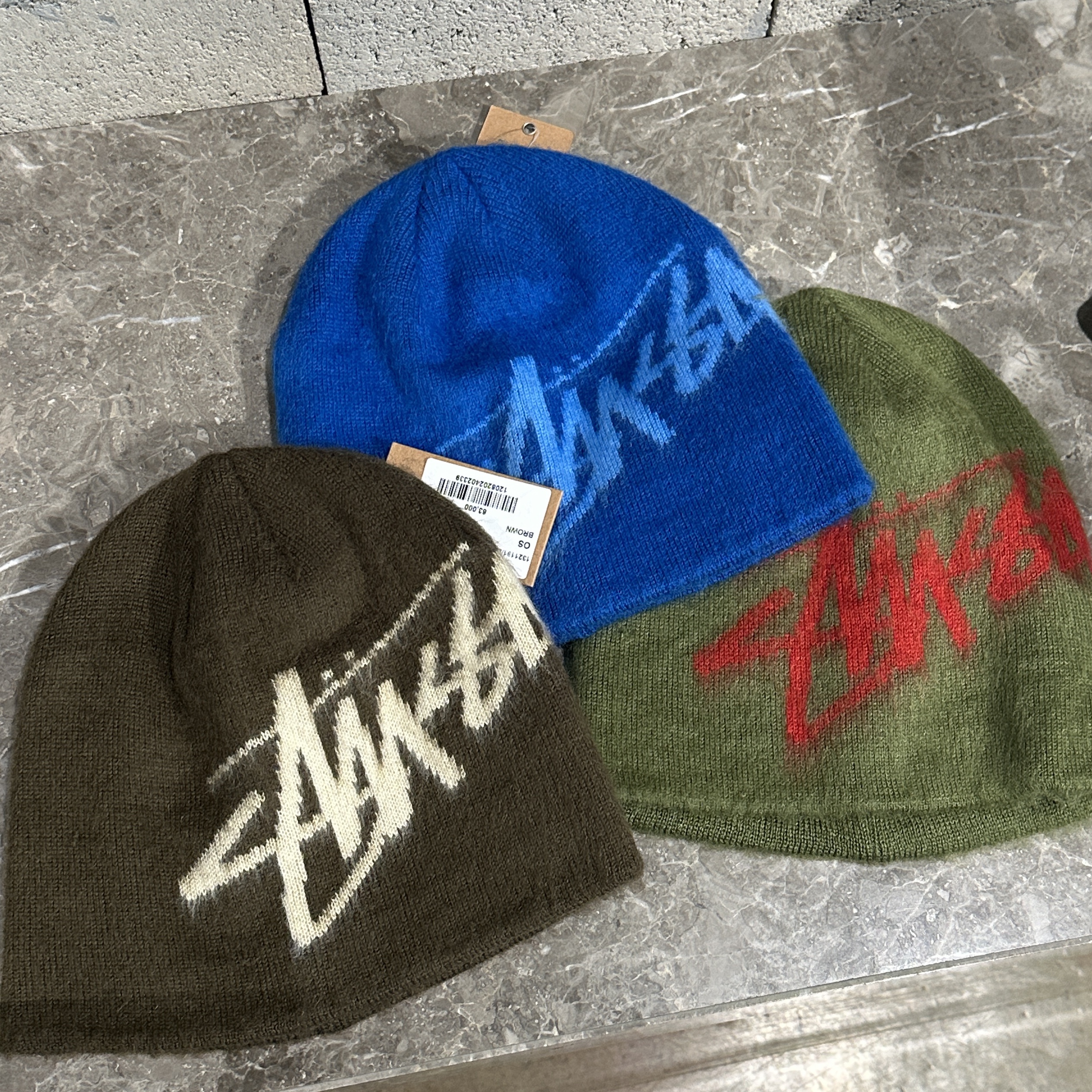 Stussy Brushed Out Stock Skullcap Beanie Blue, Stussy Brushed Out Stock Skullcap Beanie Brown 착용 스타일